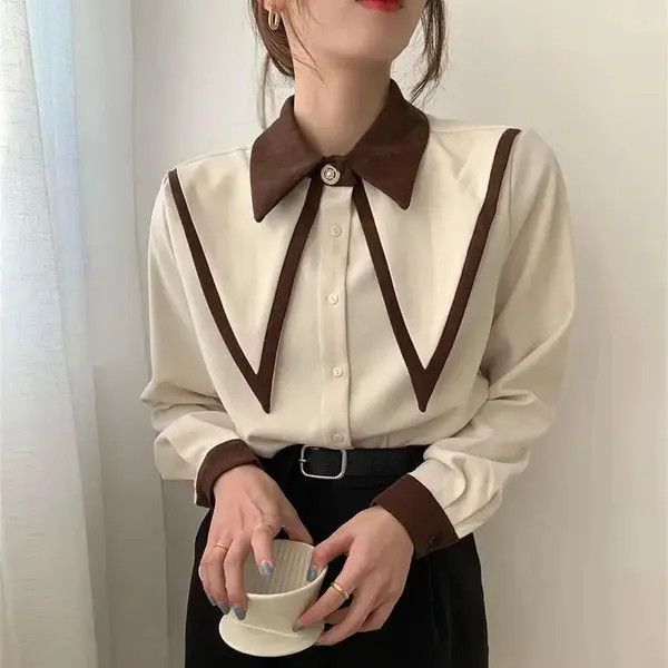 Other Vintage Elegant Shirts Women Chiffon Patchwork Size L / US 10 / IT 46 - 1 Thumbnail