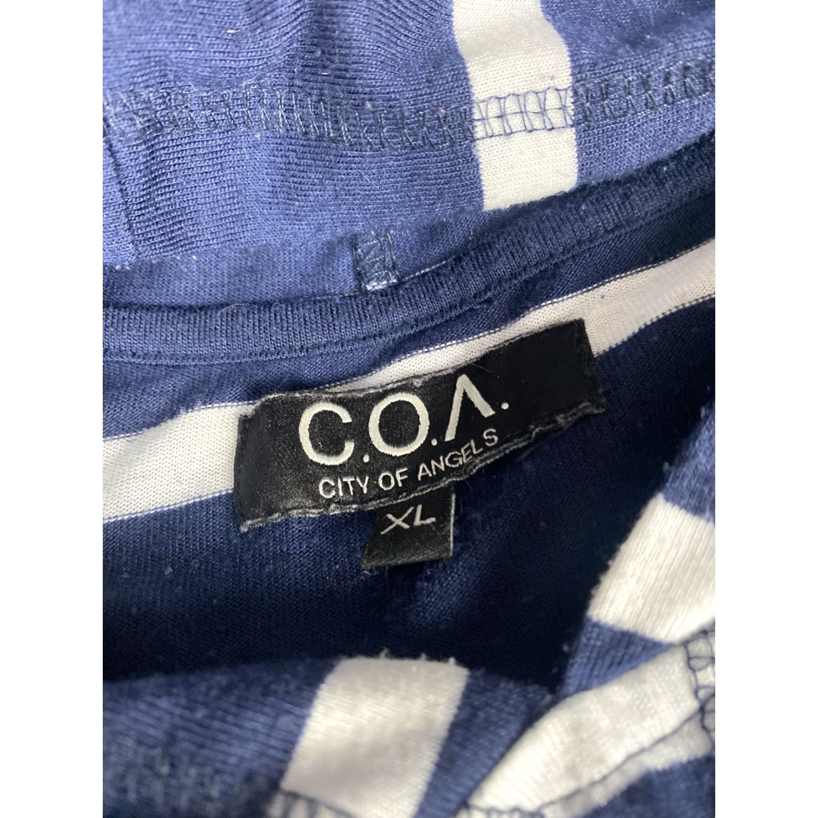 Coal VINTAGE City Of Angels COA Light Cotton Hoodie Shirt Mens XL Blue & White Stripes Mens XL Blue Shirt Hoodie Size US XL / EU 56 / 4 - 2 Thumbnail