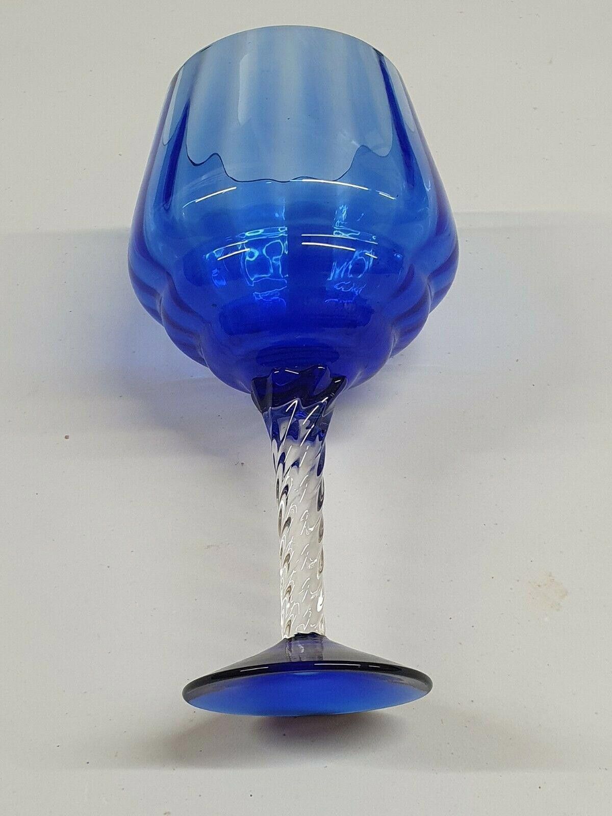 Poeme Bohemien Bohemia Vintage Extra Large Blue Crystal Brandy Glass 9 2/3" Size ONE SIZE - 3 Thumbnail
