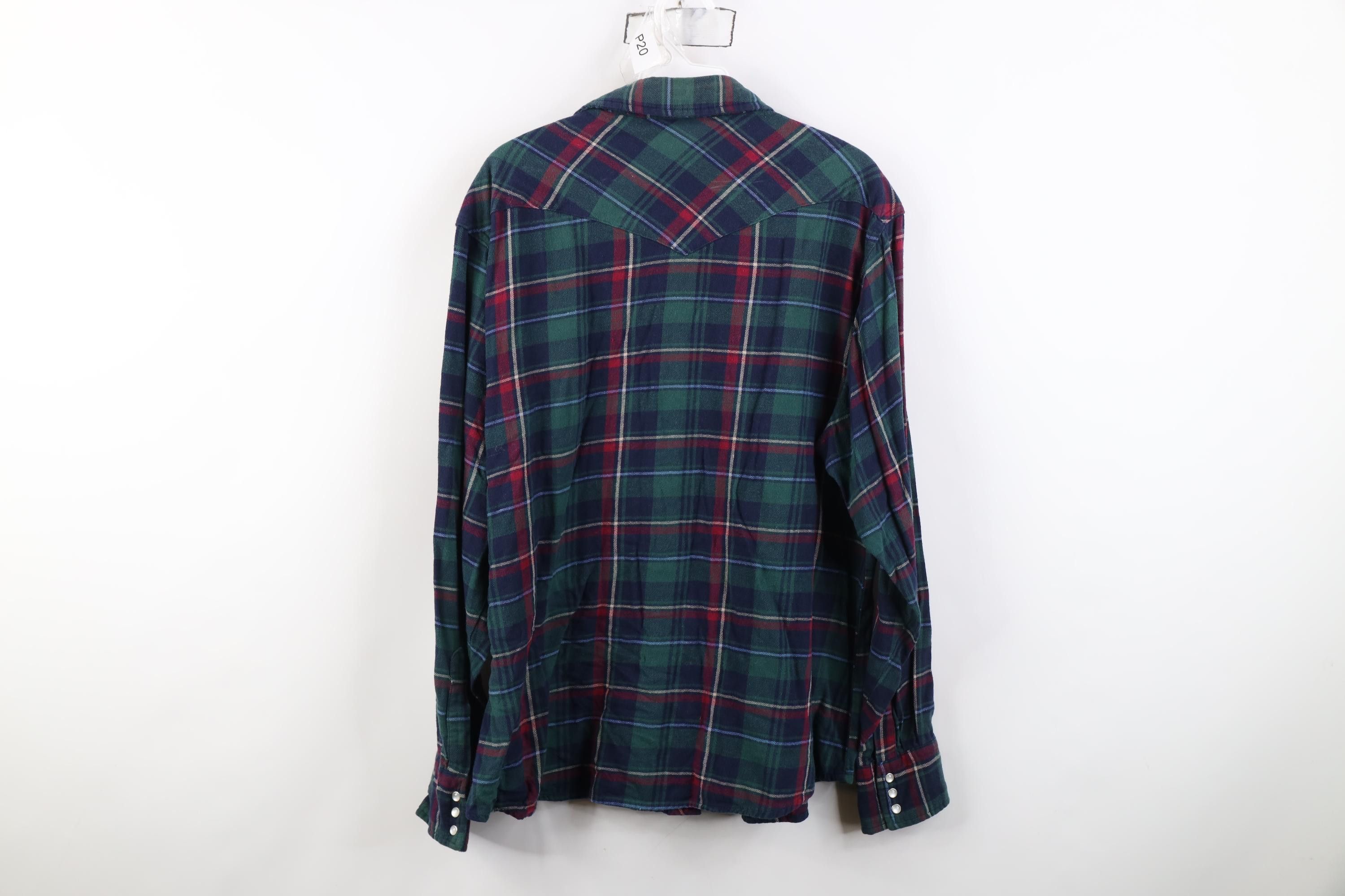 Wrangler Vintage 90s Wrangler Cowboy Rodeo Flannel Button Shirt Plaid Size US XL / EU 56 / 4 - 11 Thumbnail