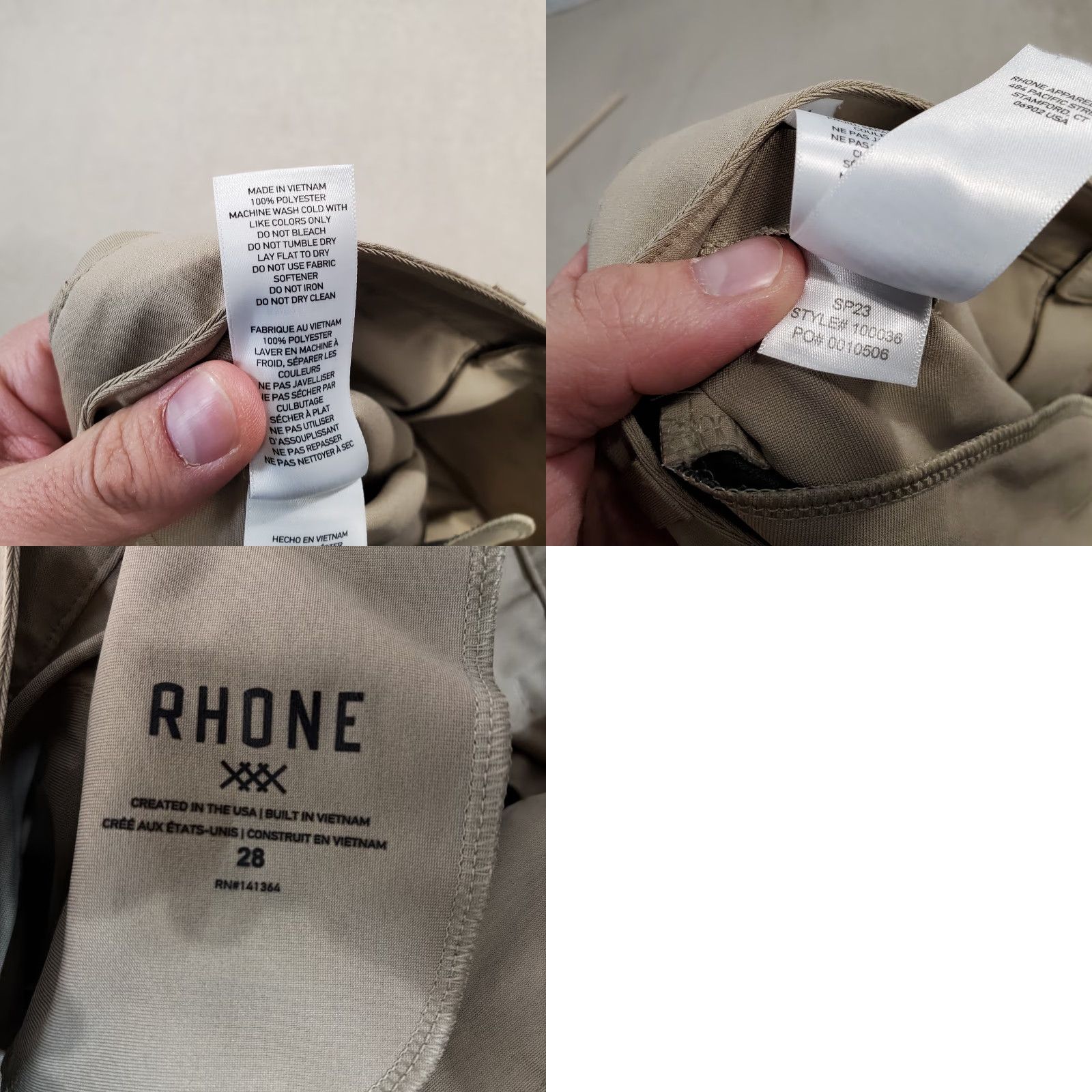 Rhone Rhone Pants Mens 28x29 Beige Chinos Golf Performance Lightweight Solid Casual Pants Mens Beige 28x29 Chino Logo Pockets Regular Inseam 29 Size US 28 / EU 44 - 9 Thumbnail