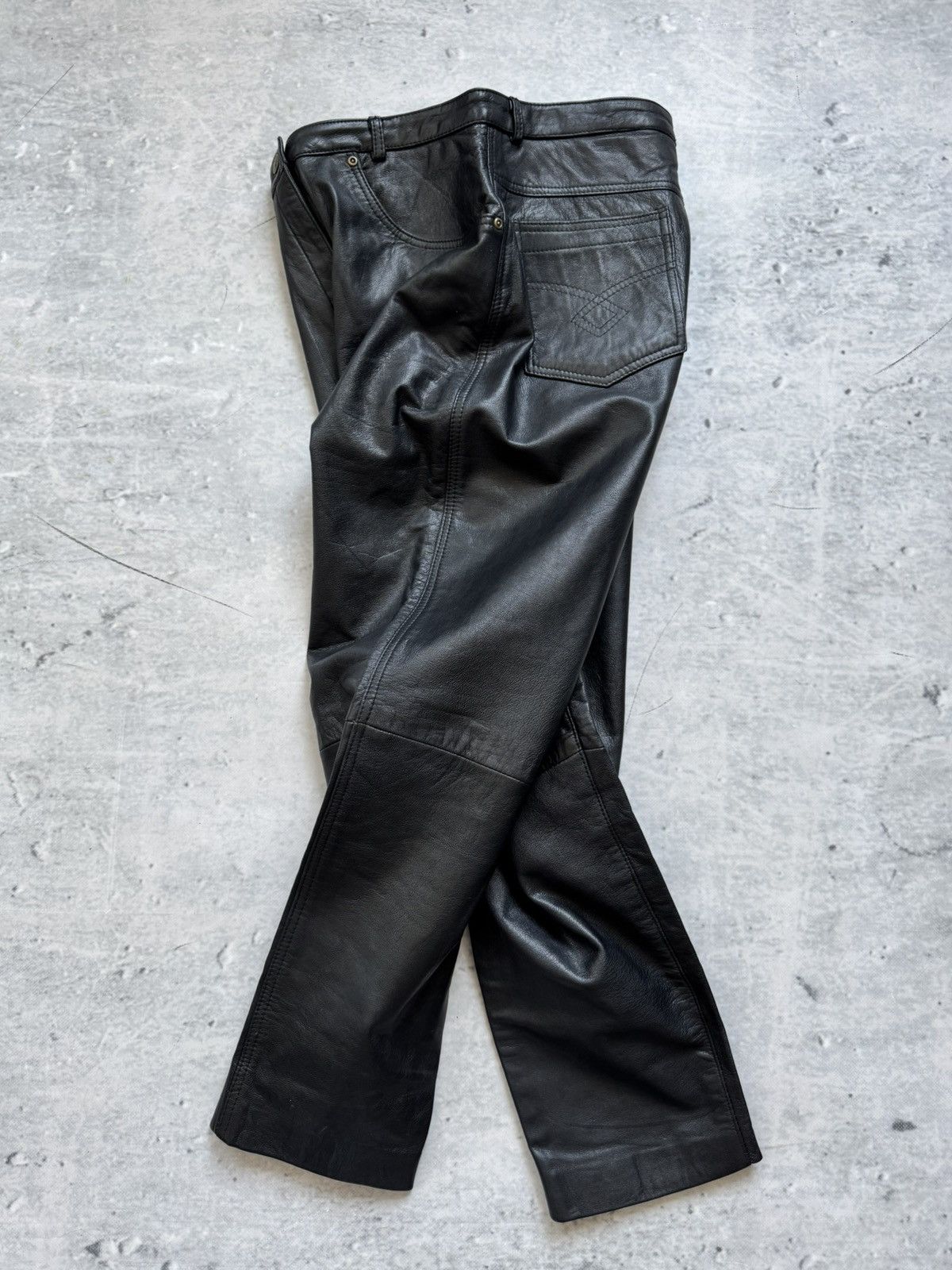 Vintage 🤳Awesome 100% leather pants Moto style Luxury Size US 42 / EU 58 - 2 Thumbnail