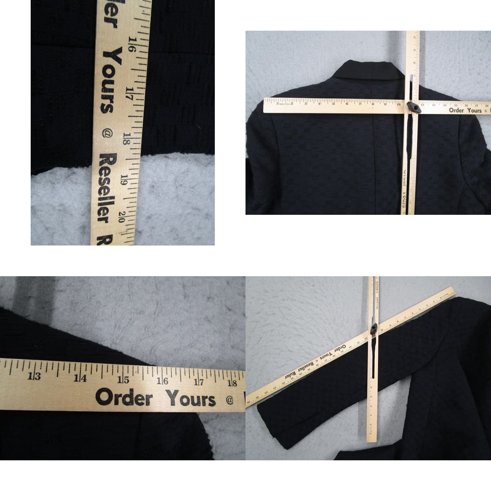 Vintage A.L.C. Blazer Womens 8 Blue Textured Jacquard Long Satin Lapel Button Made USA Size M / US 6-8 / IT 42-44 - 9 Thumbnail