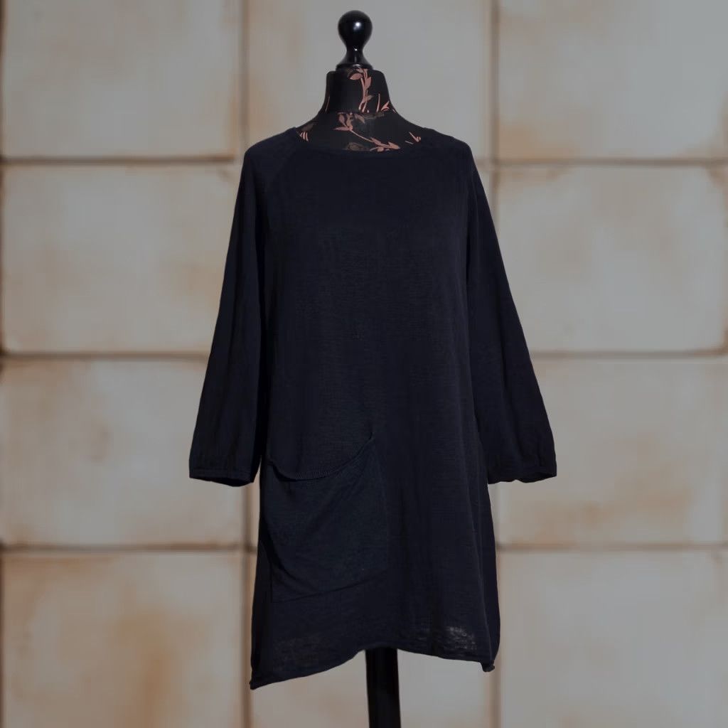 Vintage Gudrun Sjoden Womens Black Linen Blend Tunic Dress 3/4 Sleeve Pocket Size L Size L / US 10 / IT 46 - 1 Thumbnail