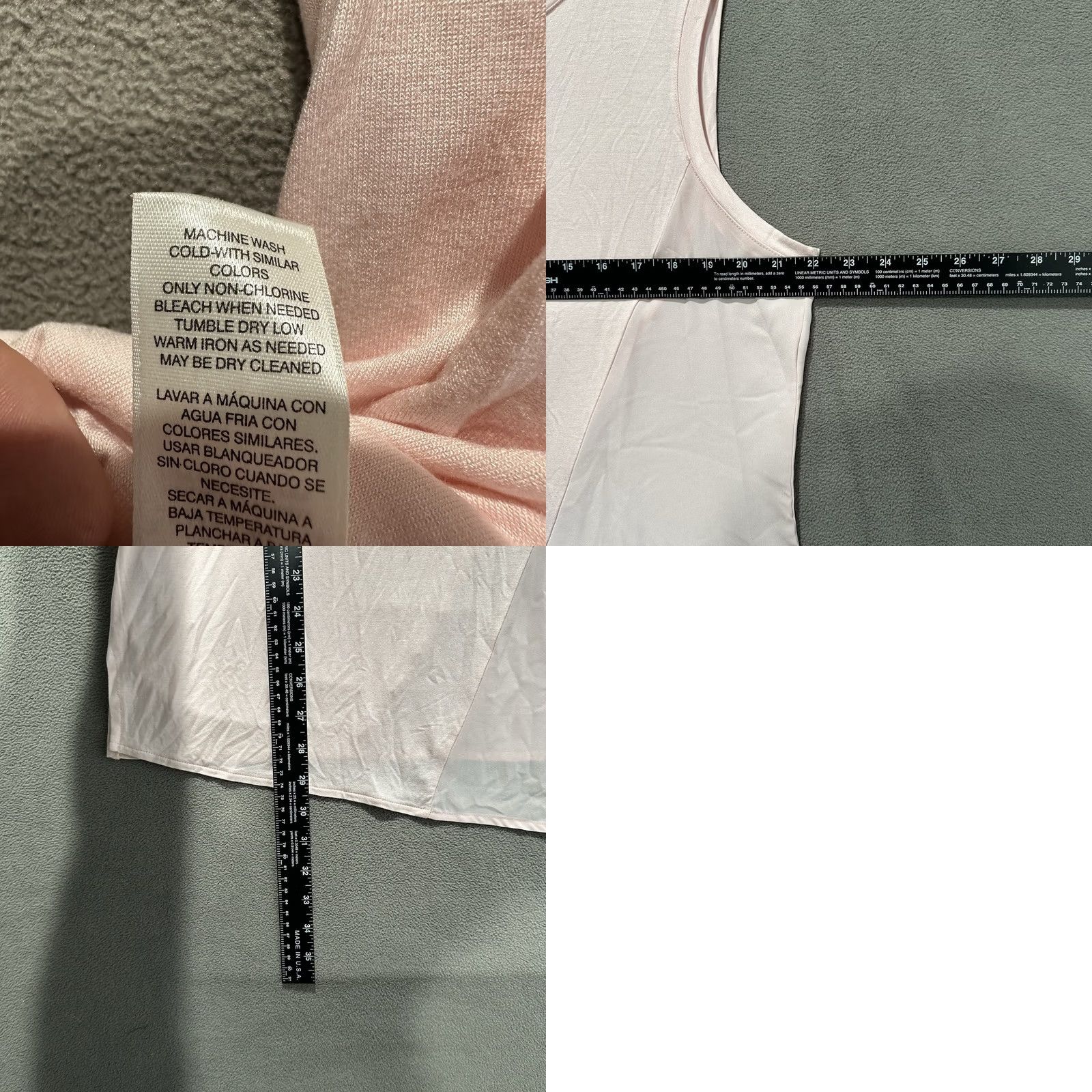White House Black Market NWT White House Black Market Tank Womens XL Pink Rayon Spandex Woven Hem Tee Top Sleeveless Round Neck Casual-Ready Shirt Men? Size XL / US 12-14 / IT 48-50 - 8 Thumbnail