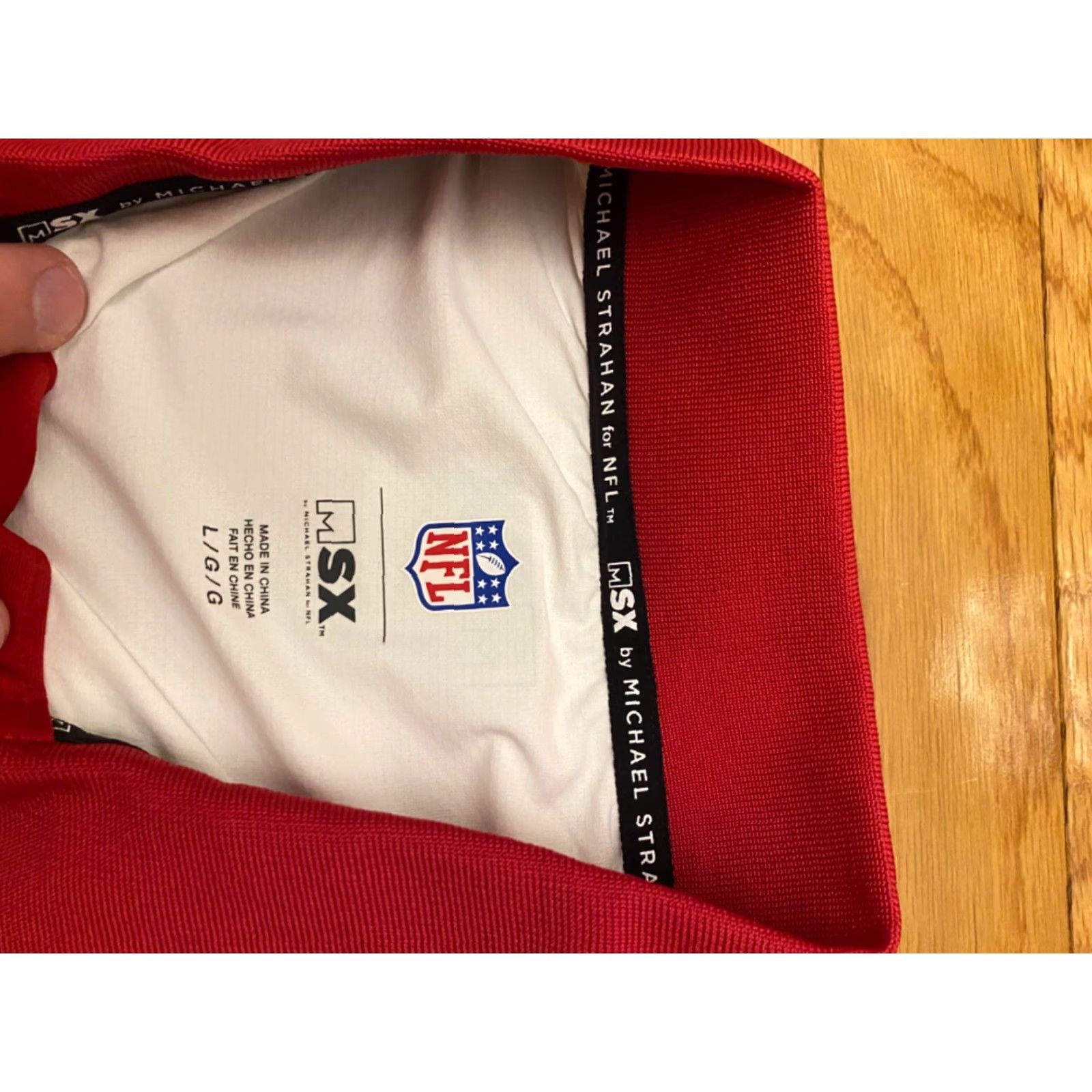 NFL MSX Michael Strahan NFL Dri-Fit Shirt Polo Tampa Bay Buccaneers Sz L Red Men Size US L / EU 52-54 / 3 - 4 Thumbnail