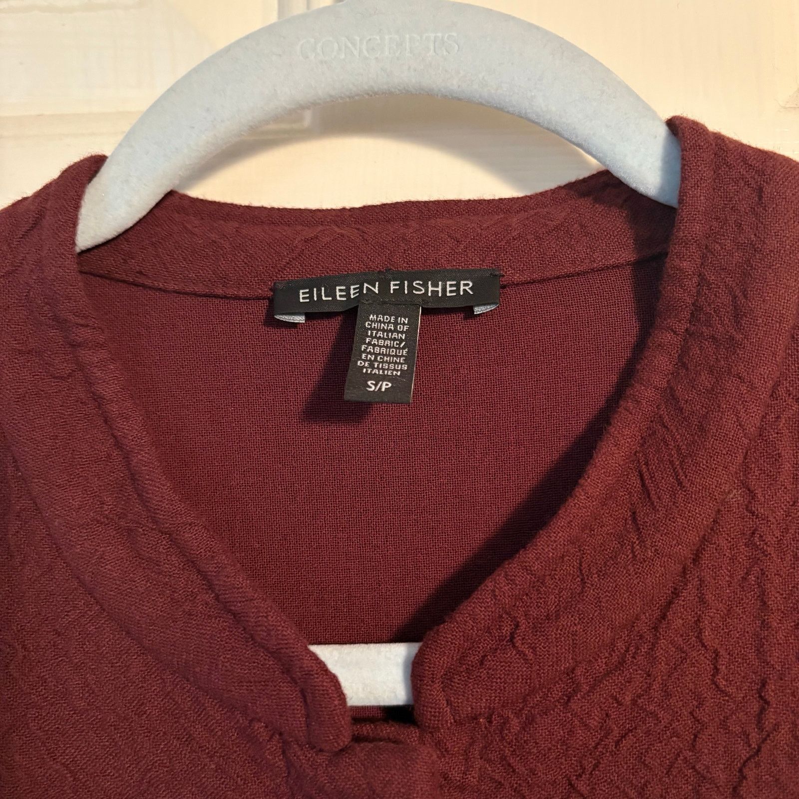Eileen Fisher Eileen Fisher Organic Cotton Textured Jacket Burgundy Small Size S / US 4 / IT 40 - 6 Thumbnail