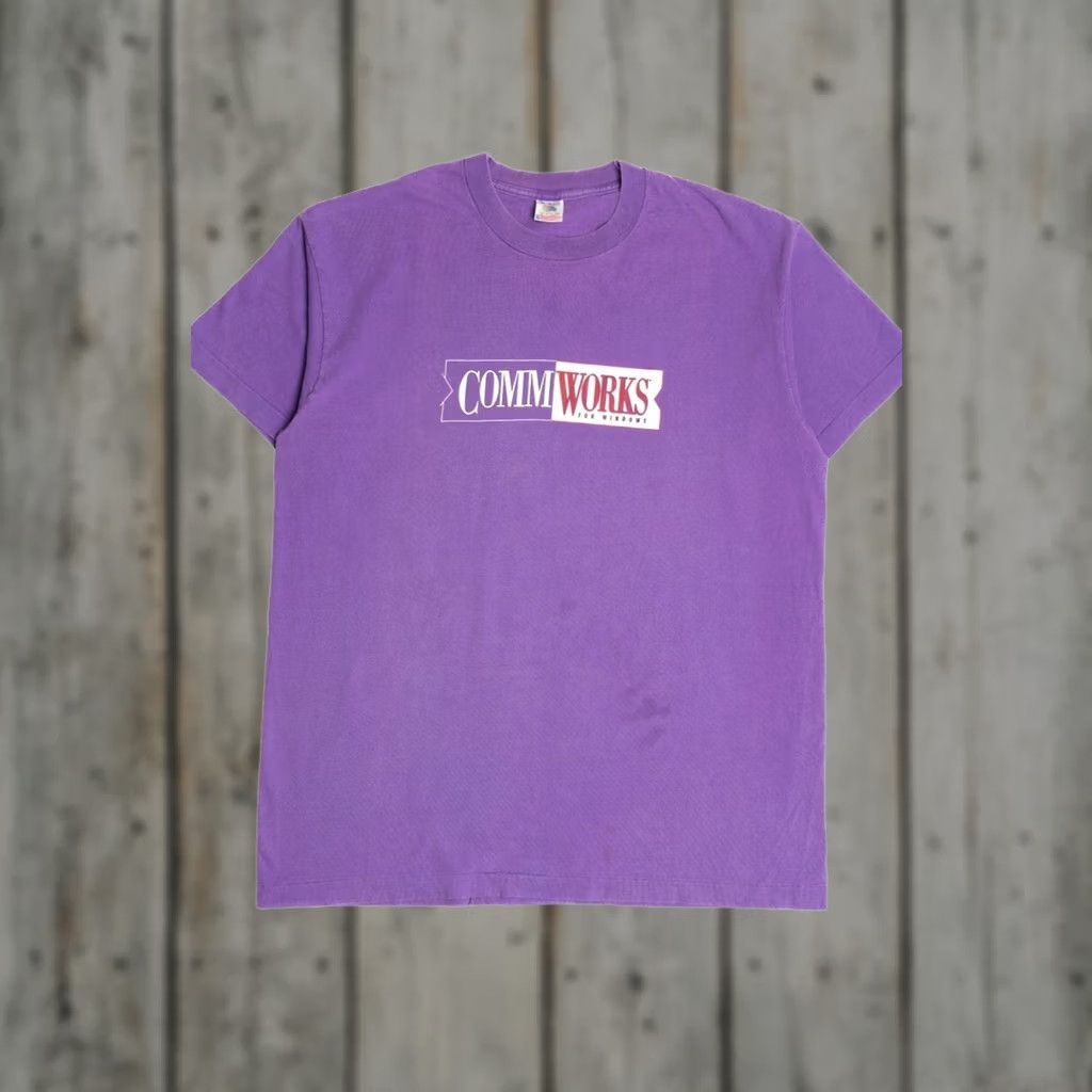 Fruit Of The Loom VINTAGE CommWorks For Windows World Tour 1993 Single Stitch T-Shirt Unisex Adults XS-XL Purple 1990s Fruit of the Loom Men/ Women? Size US XL / EU 56 / 4 - 1 Thumbnail