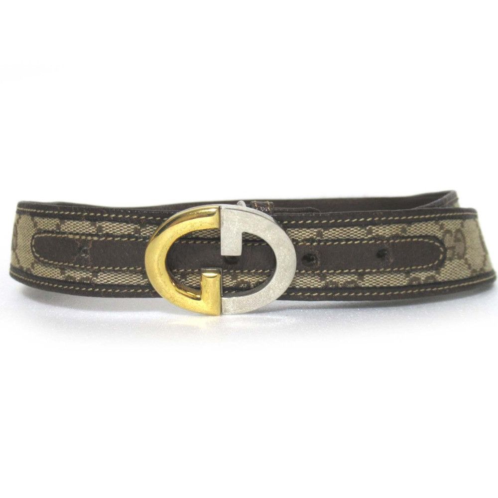 GUCCI Vintage GG Canvas Belt with Logo Buckle, Size 70, Beige, Women\'s Gucci GG Marmont Supreme G Print Belt 70 28 Beige Camel Tan  main image 3