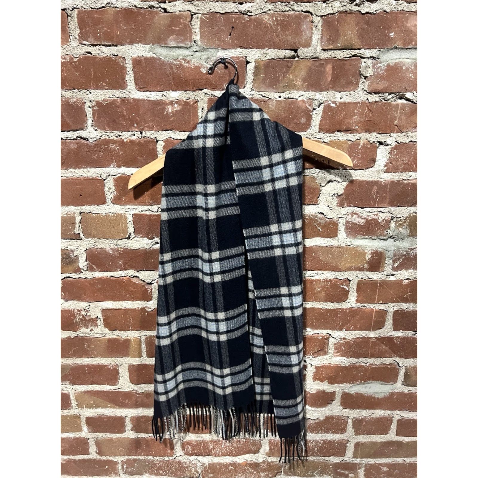 Jos. A. Bank Jos A Bank Scarf Men Adult Black Plaid Cashmere Scarf Size ONE SIZE - 2 Thumbnail