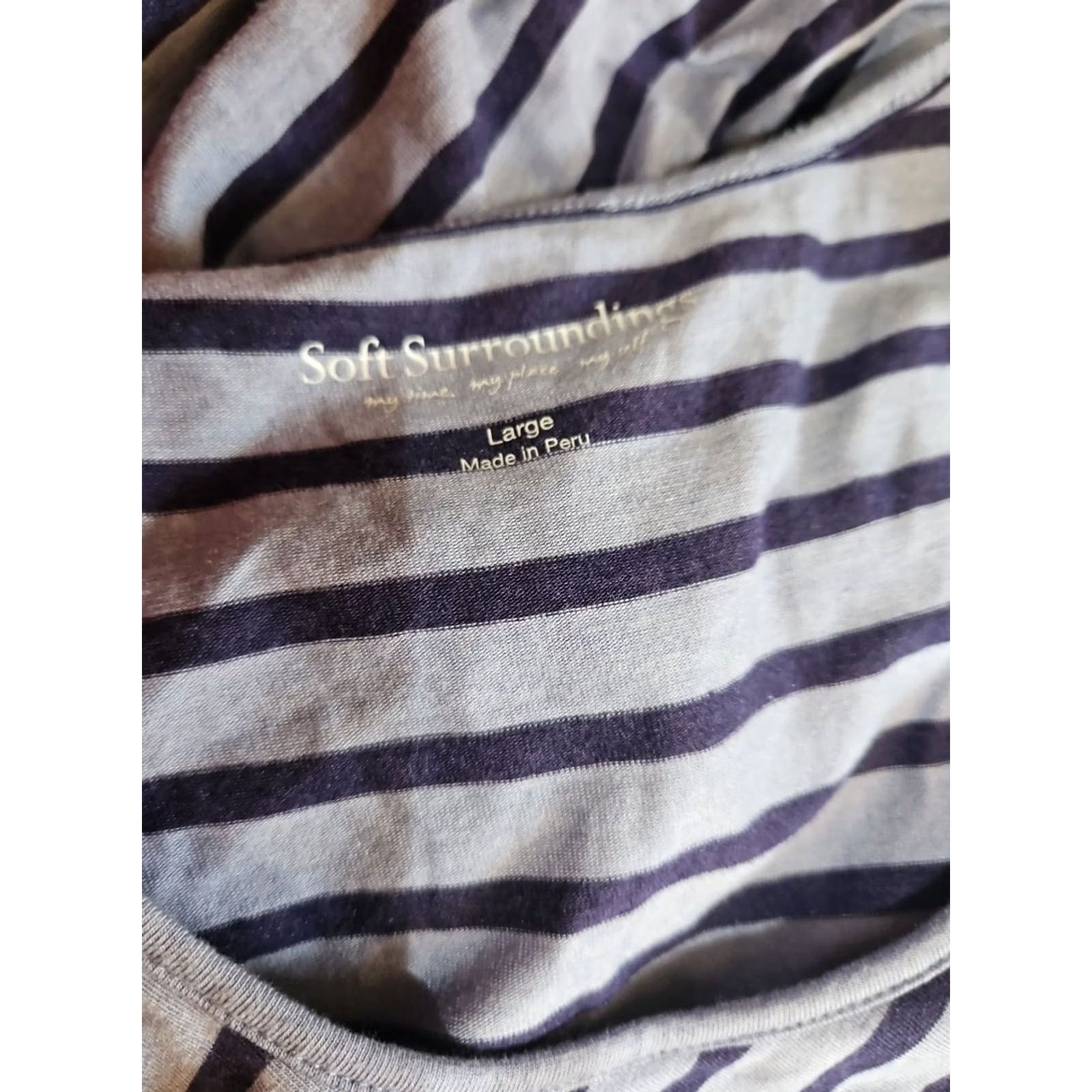 Soft Surroundings Soft Surroundings Sarina Dress Striped Midi Blue Pima Cotton Knit Sleeveless Round Neck Pullover Womens M Size M / US 6-8 / IT 42-44 - 6 Thumbnail