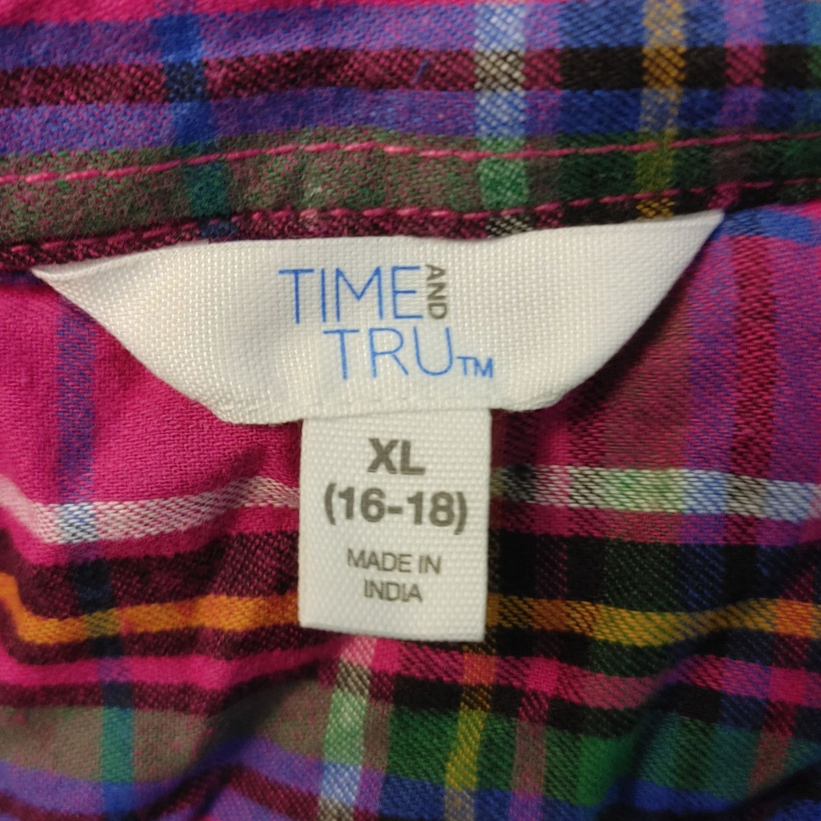 Other Time & Tru Women's Red/Multi-Colored Plaid Button Dwn Long S Size XL / US 12-14 / IT 48-50 - 4 Thumbnail