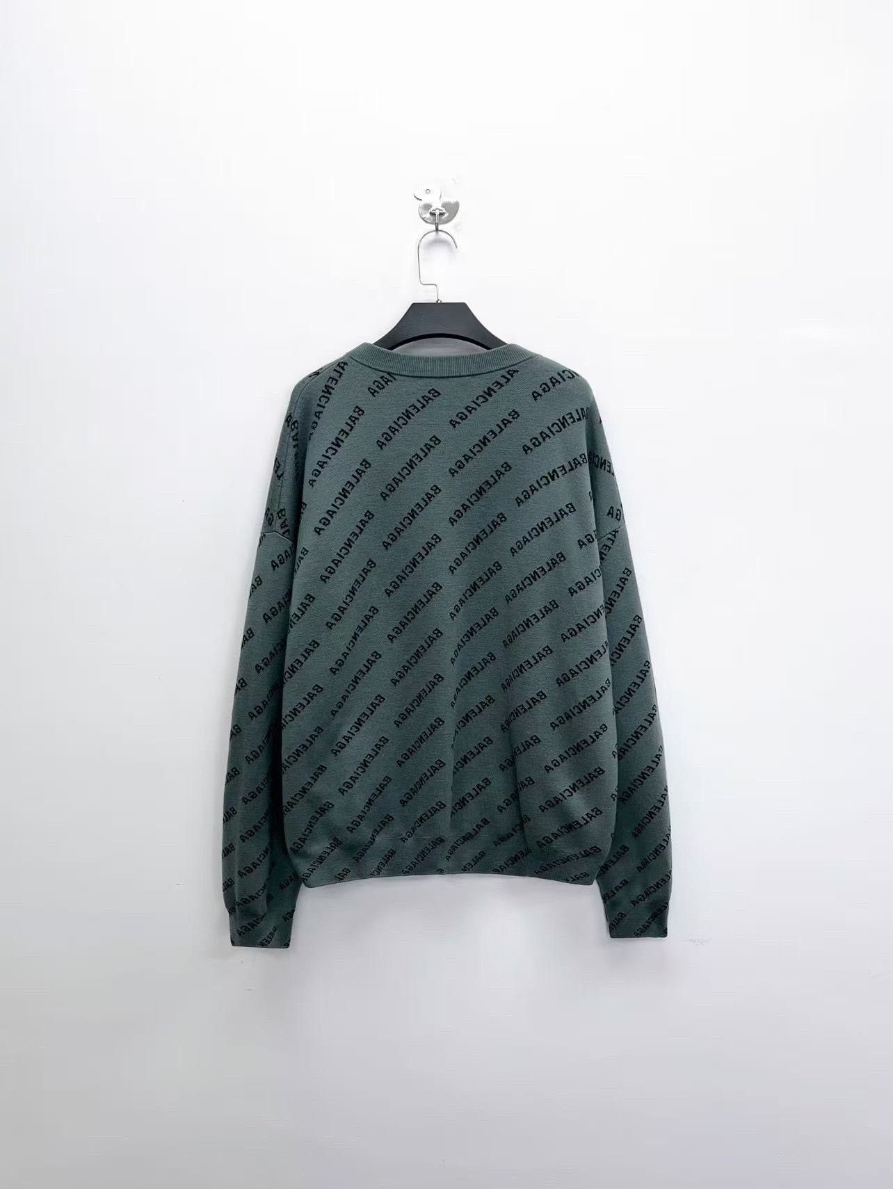 Balenciaga balenciaga ss23 gray-green logo knit sweater Size US S / EU 44-46 / 1 - 2 Thumbnail
