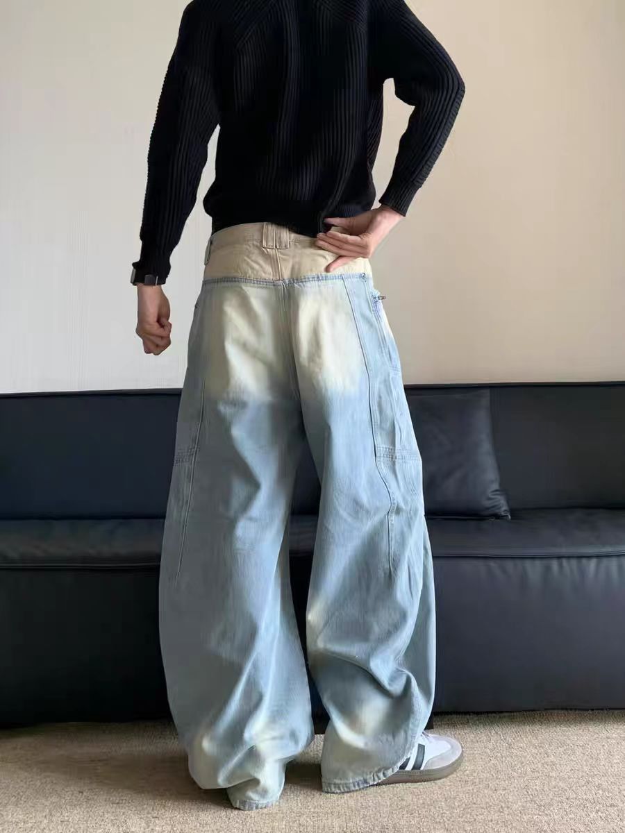 Japanese Brand × Jean Distressed wide leg straight street jeans Size US 34 / EU 50 - 3 Thumbnail