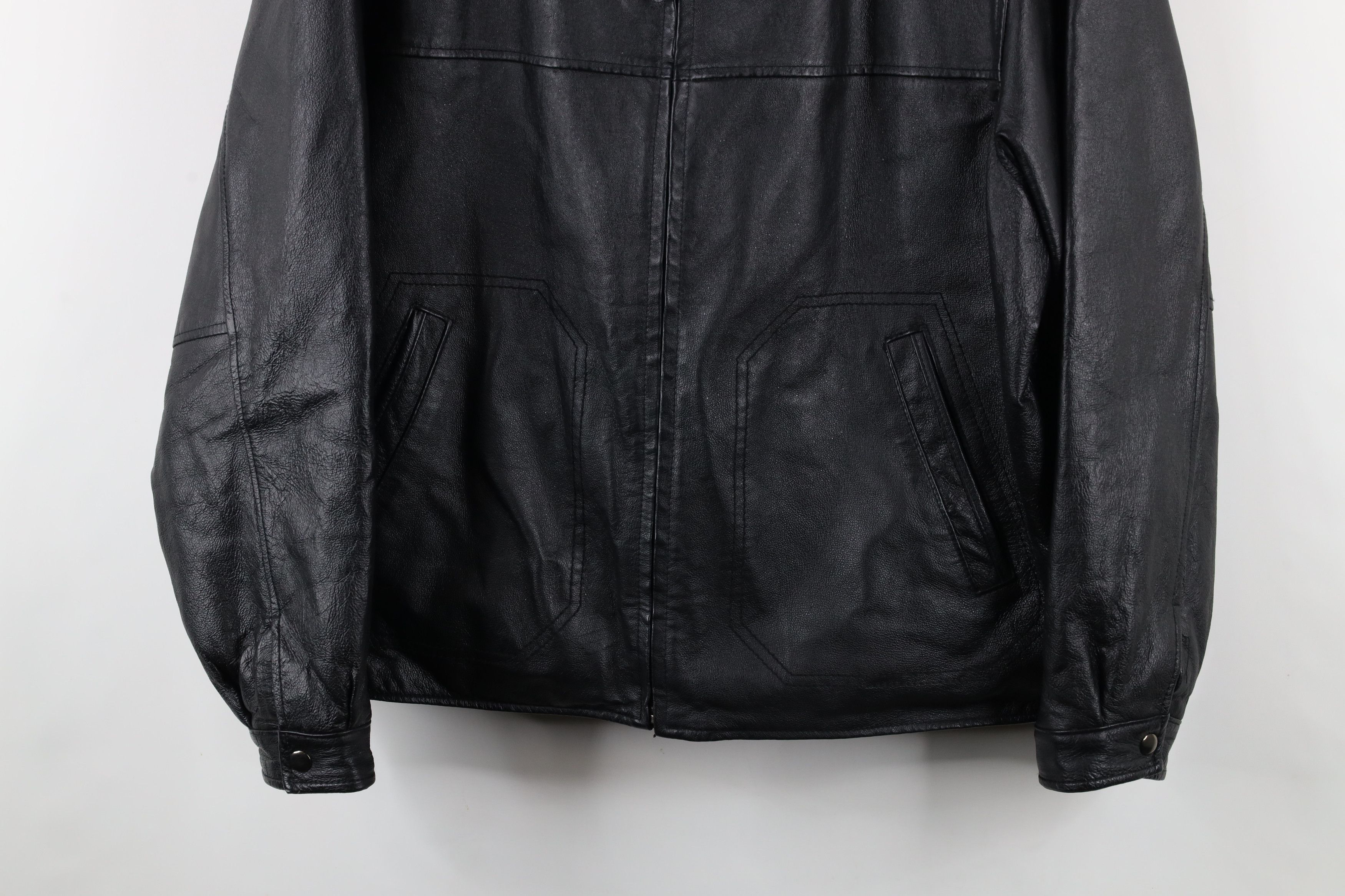 Vintage Vintage 90s Streetwear Leather Buckle Back Full Zip Jacket Size US L / EU 52-54 / 3 - 3 Thumbnail