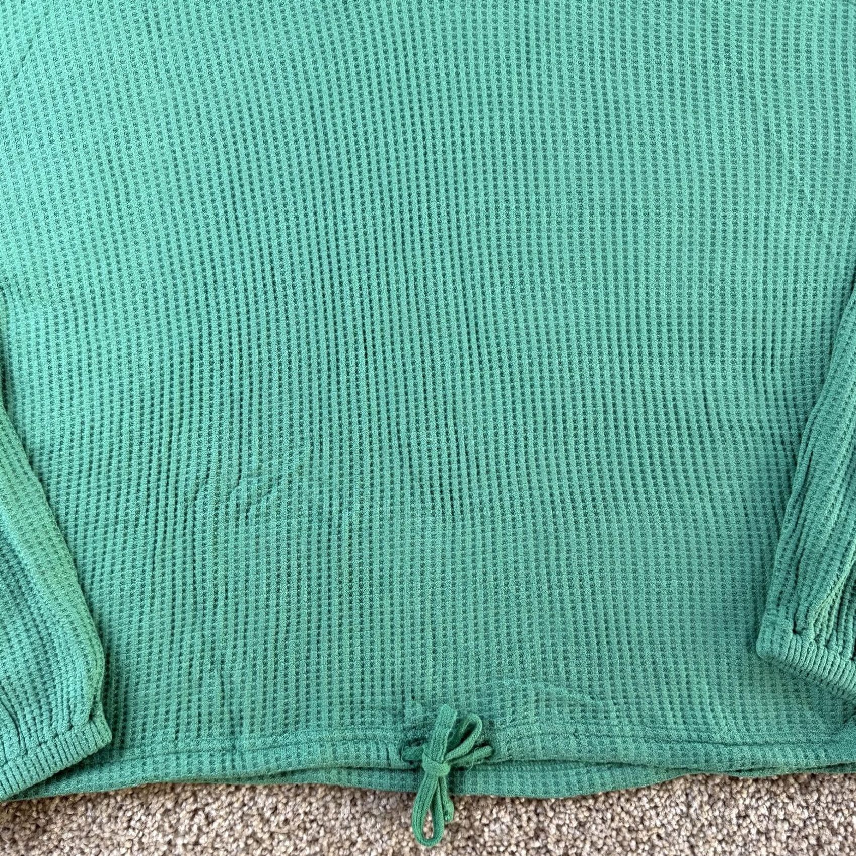 O'Neill O'Neill Shirt Womens Medium Green Waffle Knit Hooded Drawstring Hem Top Size M / US 6-8 / IT 42-44 - 3 Thumbnail