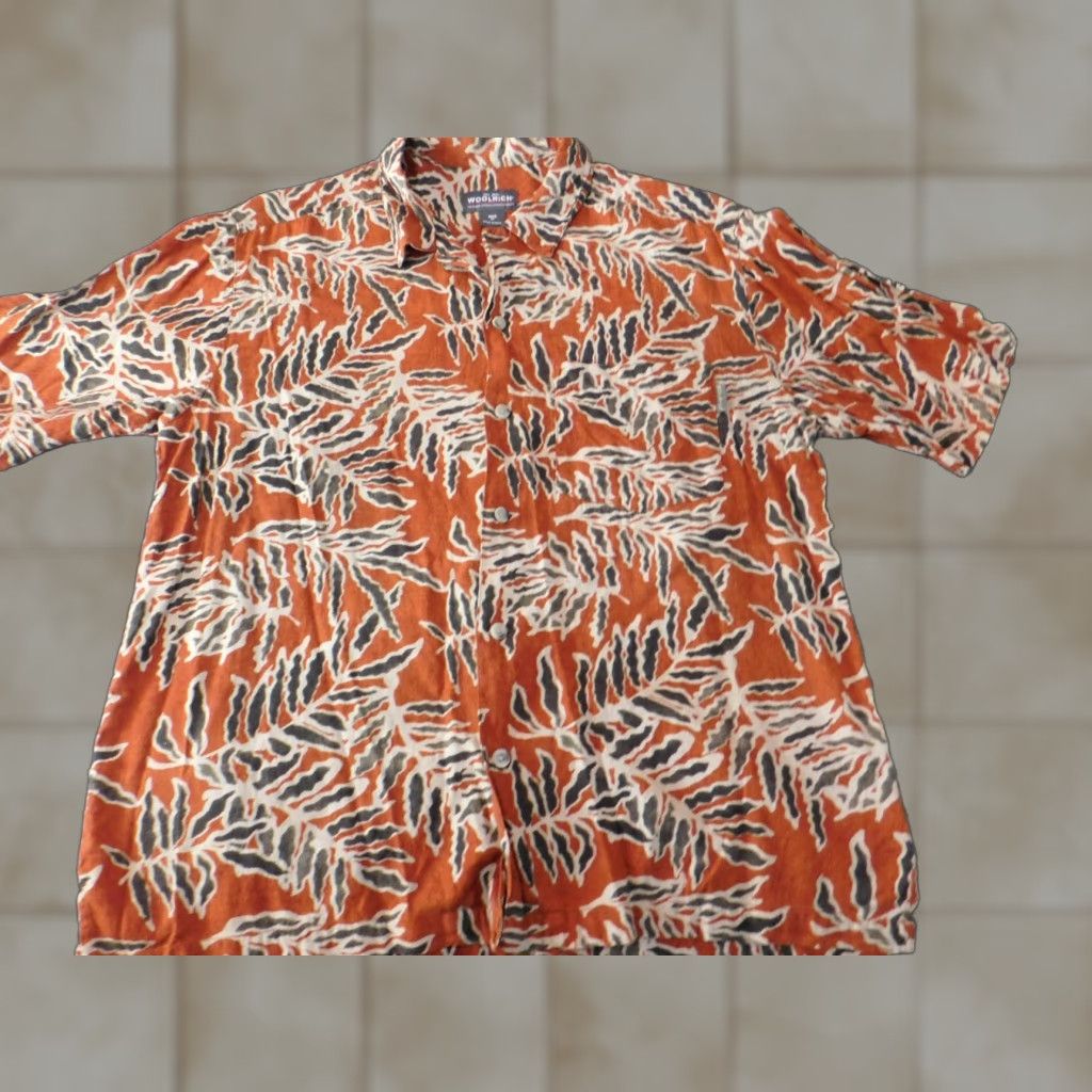 Vintage VINTAGE Woolrich Shirt Medium Mens orange floral Button-Up Collar-Down Short Sleeve Casual Mens Size US M / EU 48-50 / 2 - 1 Thumbnail