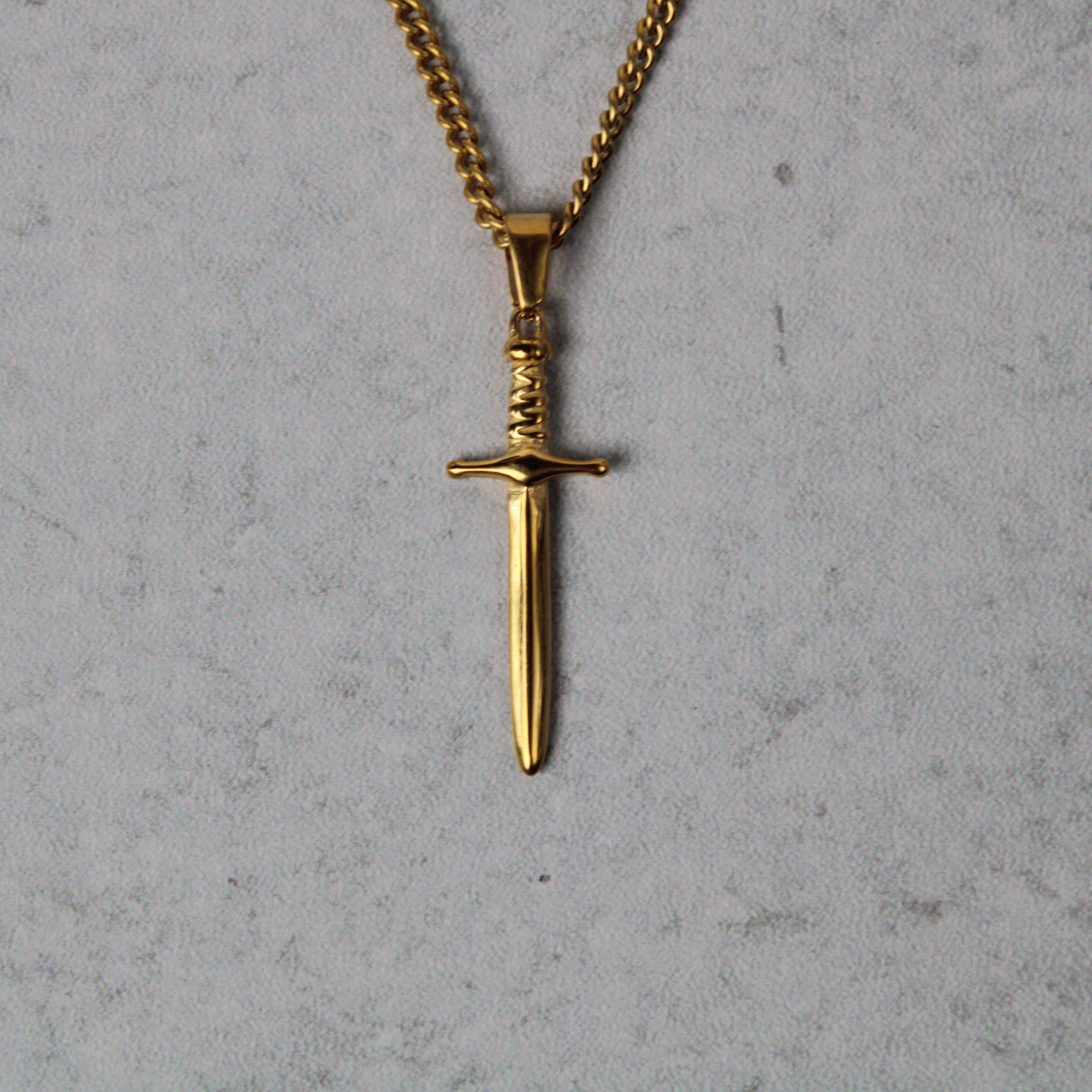 Jewelry Gold Dagger Pendant Chain Necklace Size ONE SIZE - 1 Thumbnail