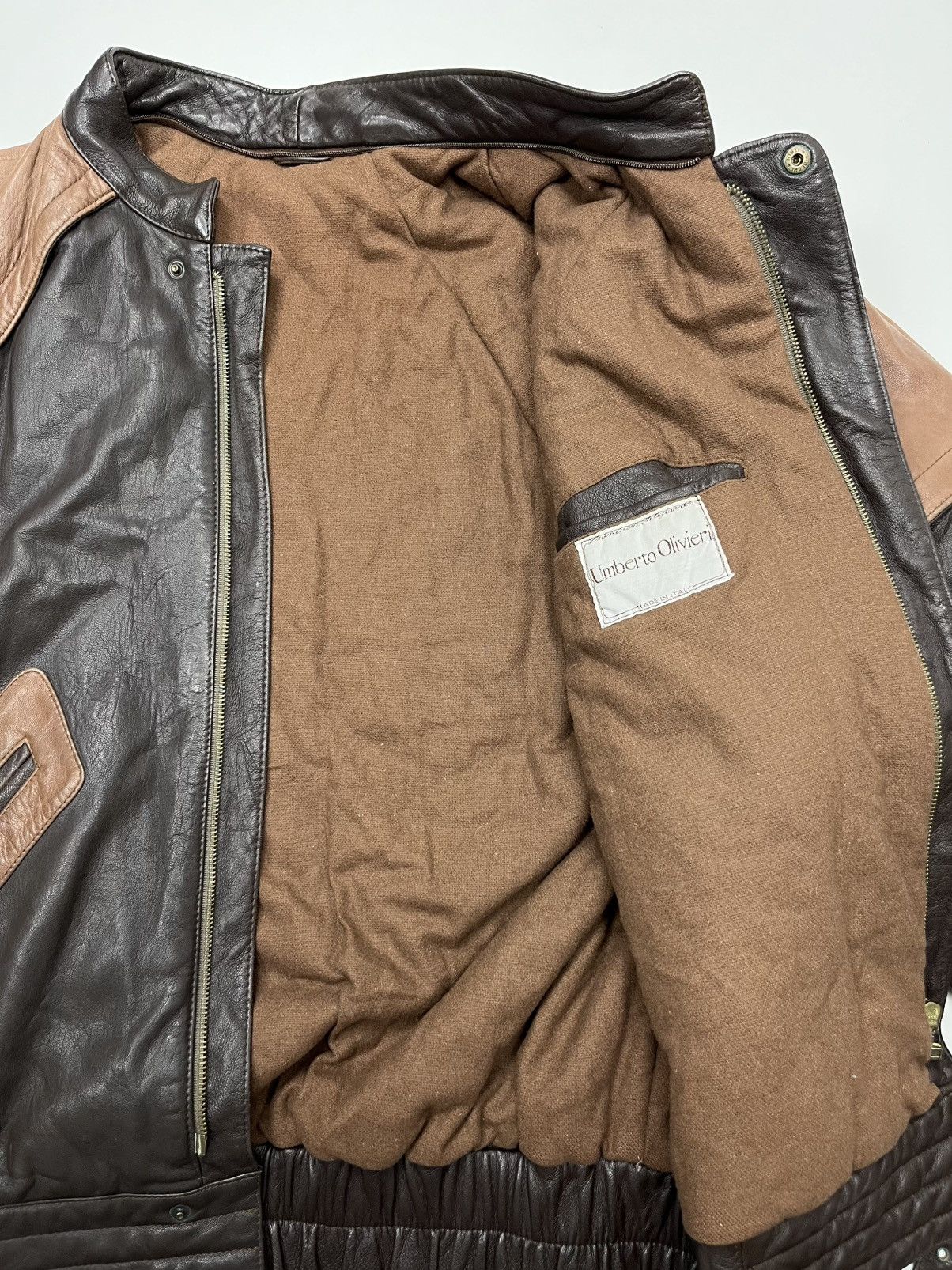 Other Vintage Umberto Olivieri two-tone leather bomber Size US L / EU 52-54 / 3 - 3 Thumbnail