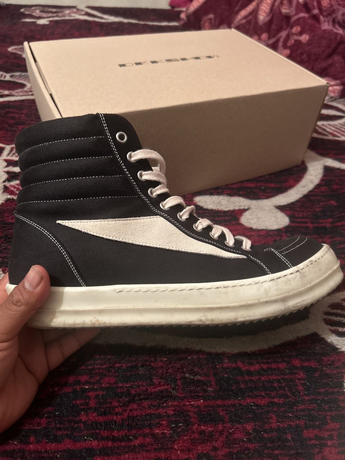 Rick Owens × Rick Owens Drkshdw Rick Owens x Rick Owens DRKSHDW Hightop Vintage Sneaker Size US 12 / EU 45 - 4 Thumbnail