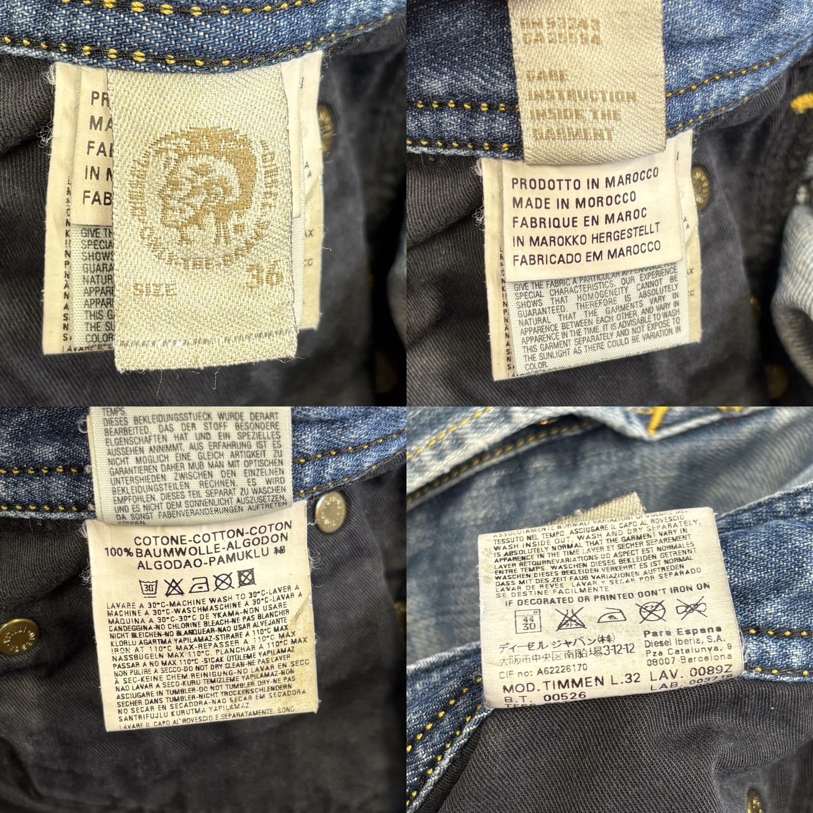 Diesel Diesel Timmen Jeans W36 L32 Men Blue Distressed Pant Wash 0089Z Vintage No Distressed Pattern Regular Denim 5-Pocket Design Mens Size US 36 / EU 52 - 10 Thumbnail