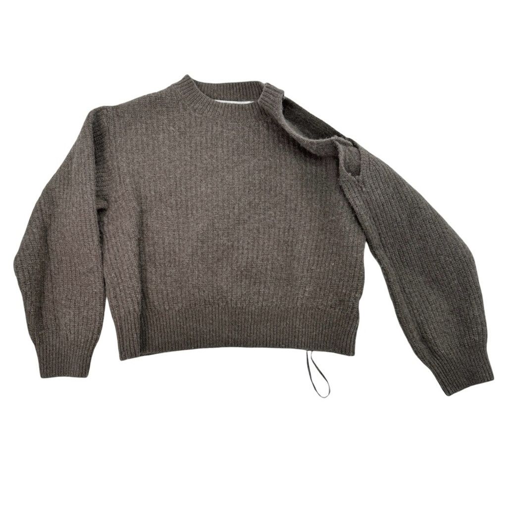 ASTR The Label ASTR THE LABEL Women Mud/Brown Cold Shoulder Wool Sweater M Size M / US 6-8 / IT 42-44 - 2 Thumbnail