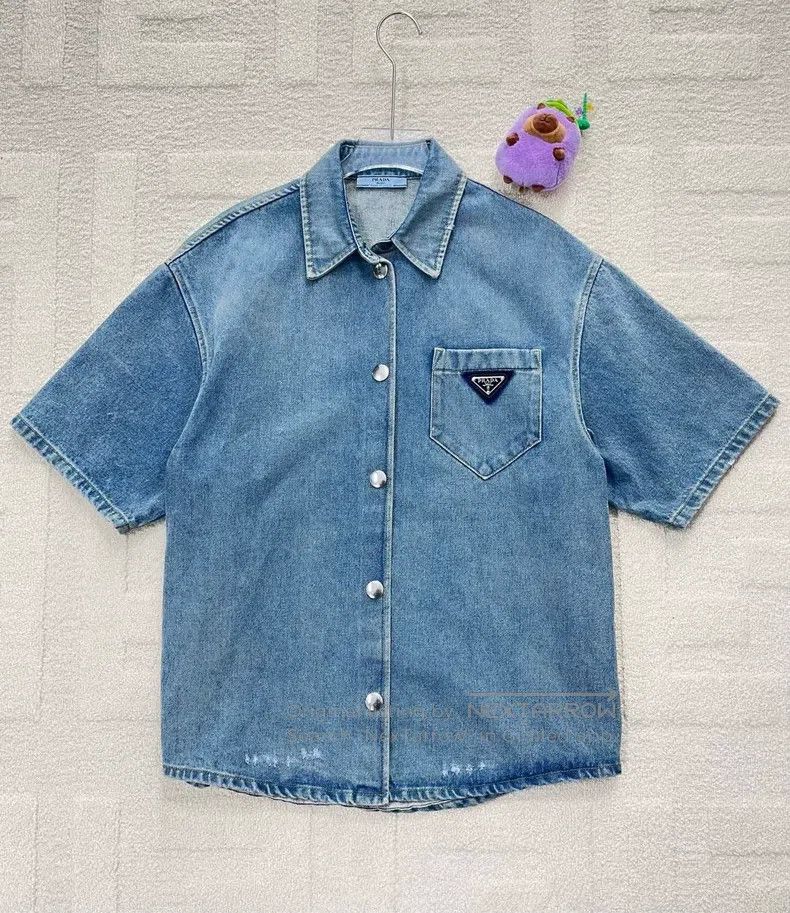 Prada Prada Blue classic triangle mark pocket short sleeves Size US S / EU 44-46 / 1 - 1 Thumbnail