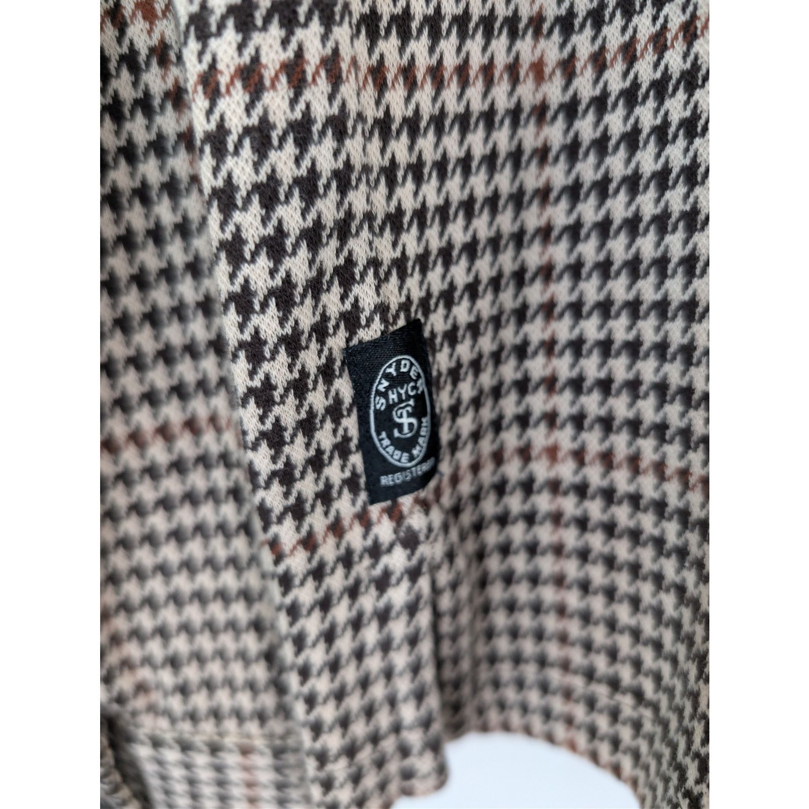 Todd Snyder o1rshd1 CC20 Houndstooth Double Knit Polo Shirt Saddle Brown Size US S / EU 44-46 / 1 - 14 Thumbnail