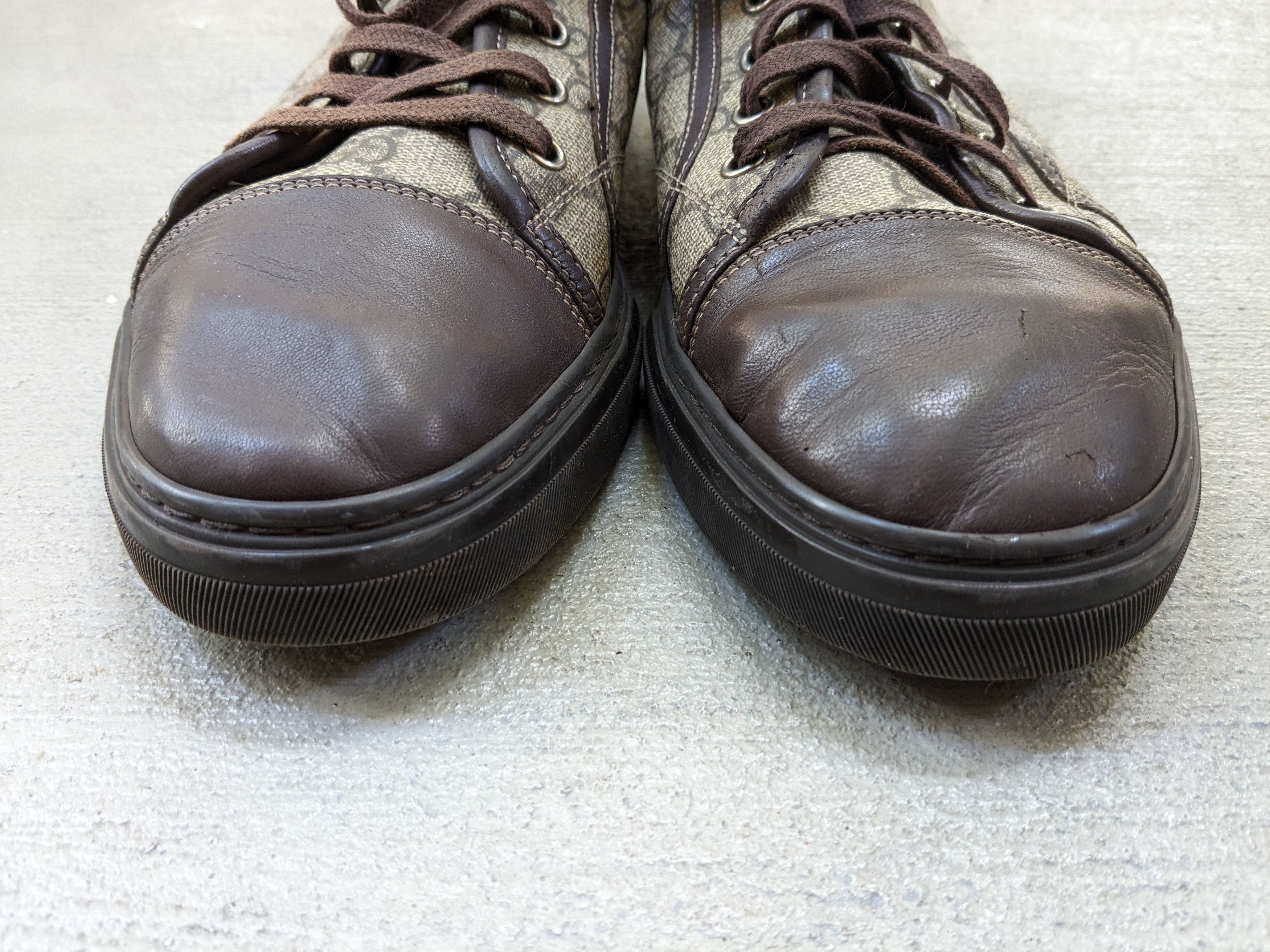 Gucci Gucci High Top Sneakers Brown Leather 10 Lace Up Canvas Size US 10 / EU 43 - 4 Thumbnail