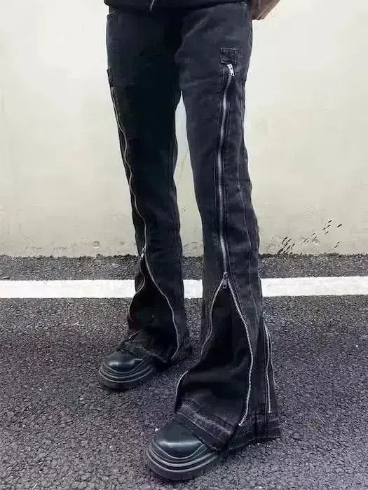 Japanese Brand Opium distressed zipper grunge flared pants Size US 32 / EU 48 - 1 Thumbnail