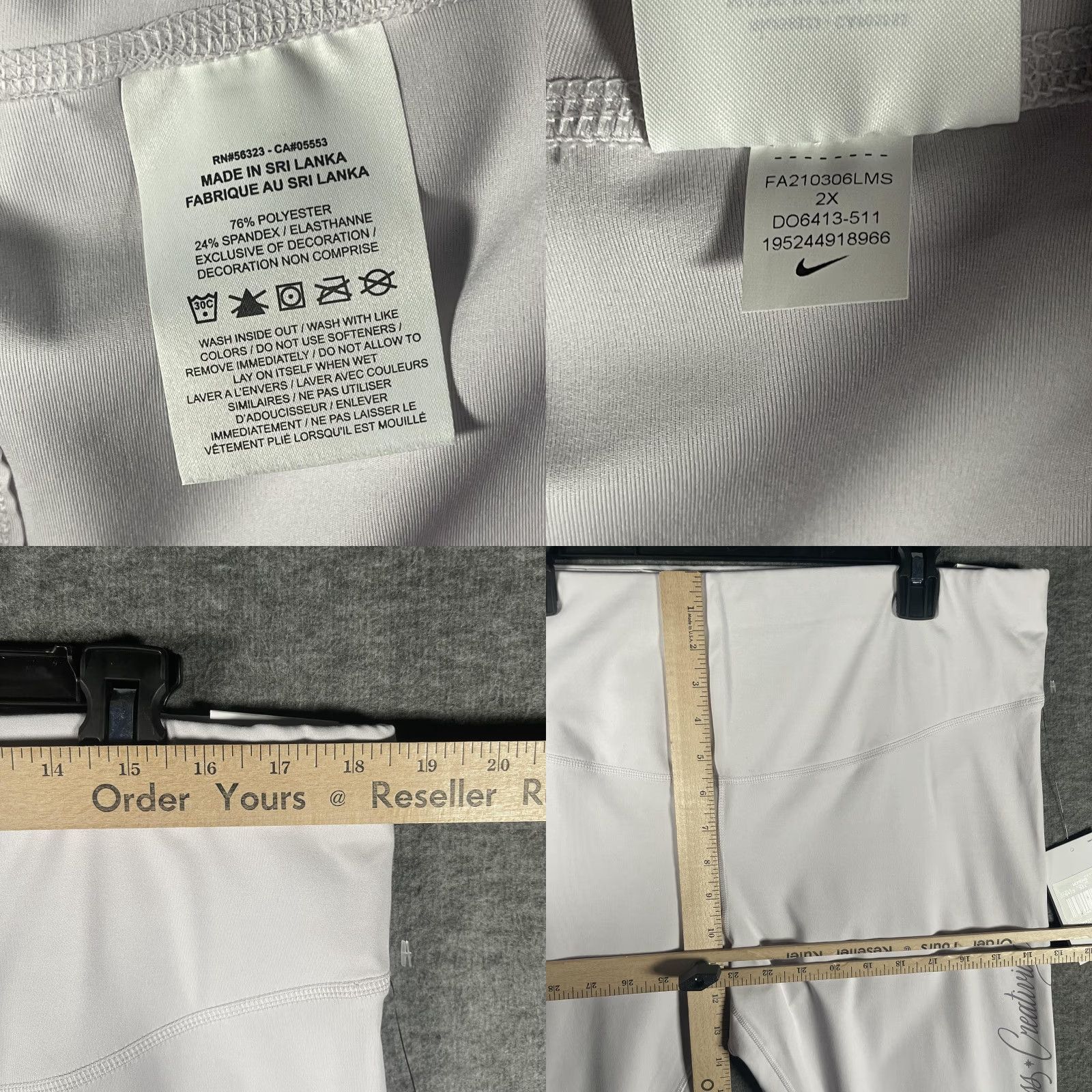 Nike VINTAGE Nike Leggings Womens 2X White One Luxe Dri-FIT Mid Rise Leggings Serena Script Black? Size 40" / US 18 - 8 Thumbnail