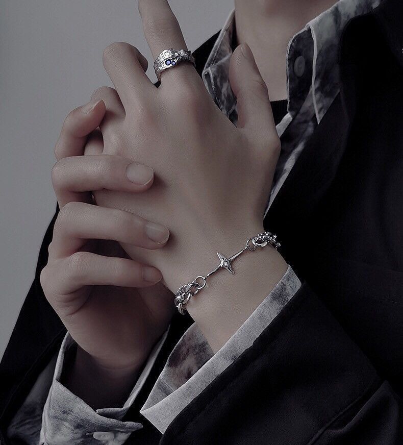 Japanese Brand Fashion punk titanium steel cross layered bracelet chain Size ONE SIZE - 3 Thumbnail