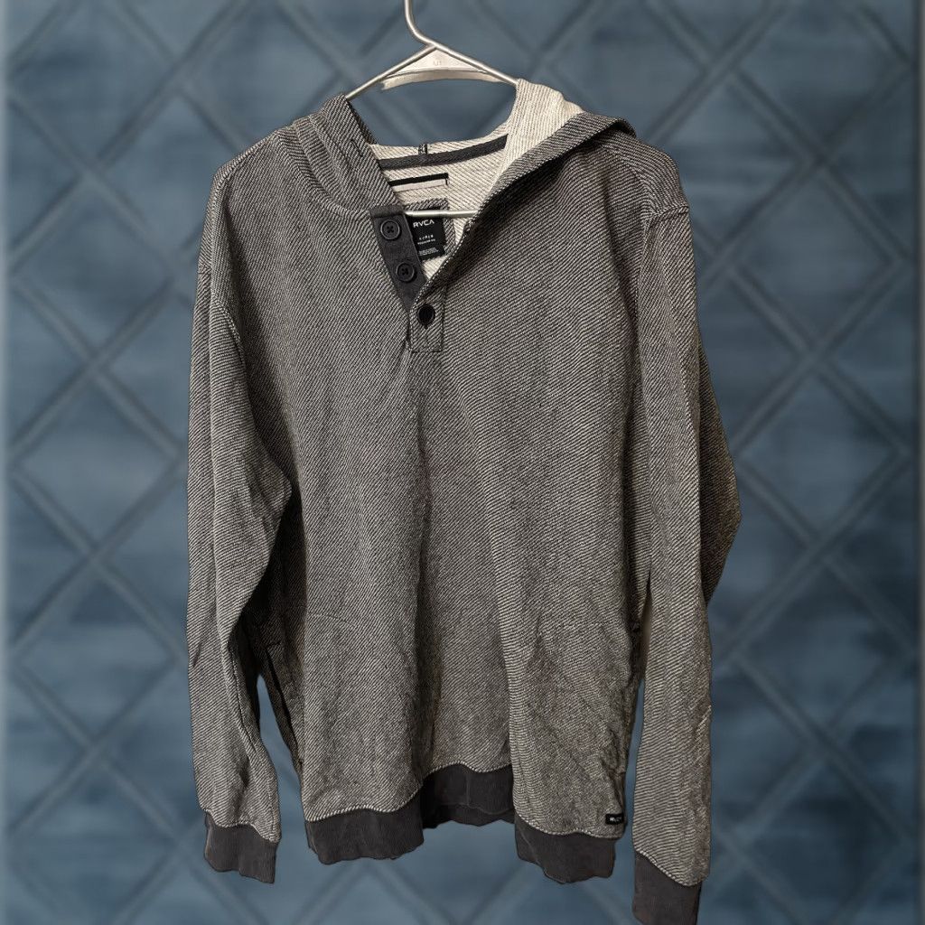 RVCA RVCA Hoodie Mens Large Gray Henley Fleece Pullover Sweatshirt MMA Size US L / EU 52-54 / 3 - 1 Thumbnail