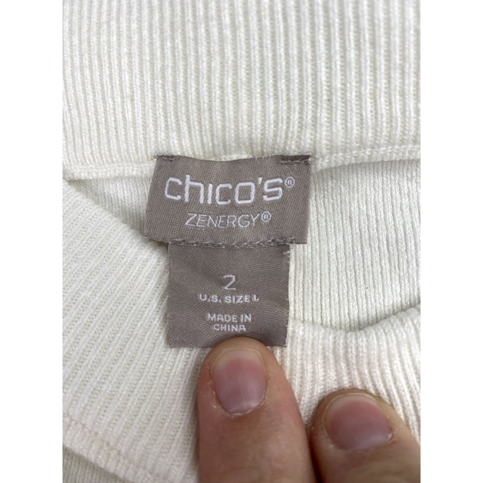 Vintage Chico's Zenergy Pants Womens L White Cotton Cashmere Knit Jogger High Rise NWT Size 36" / US 14 / IT 50 - 7 Thumbnail