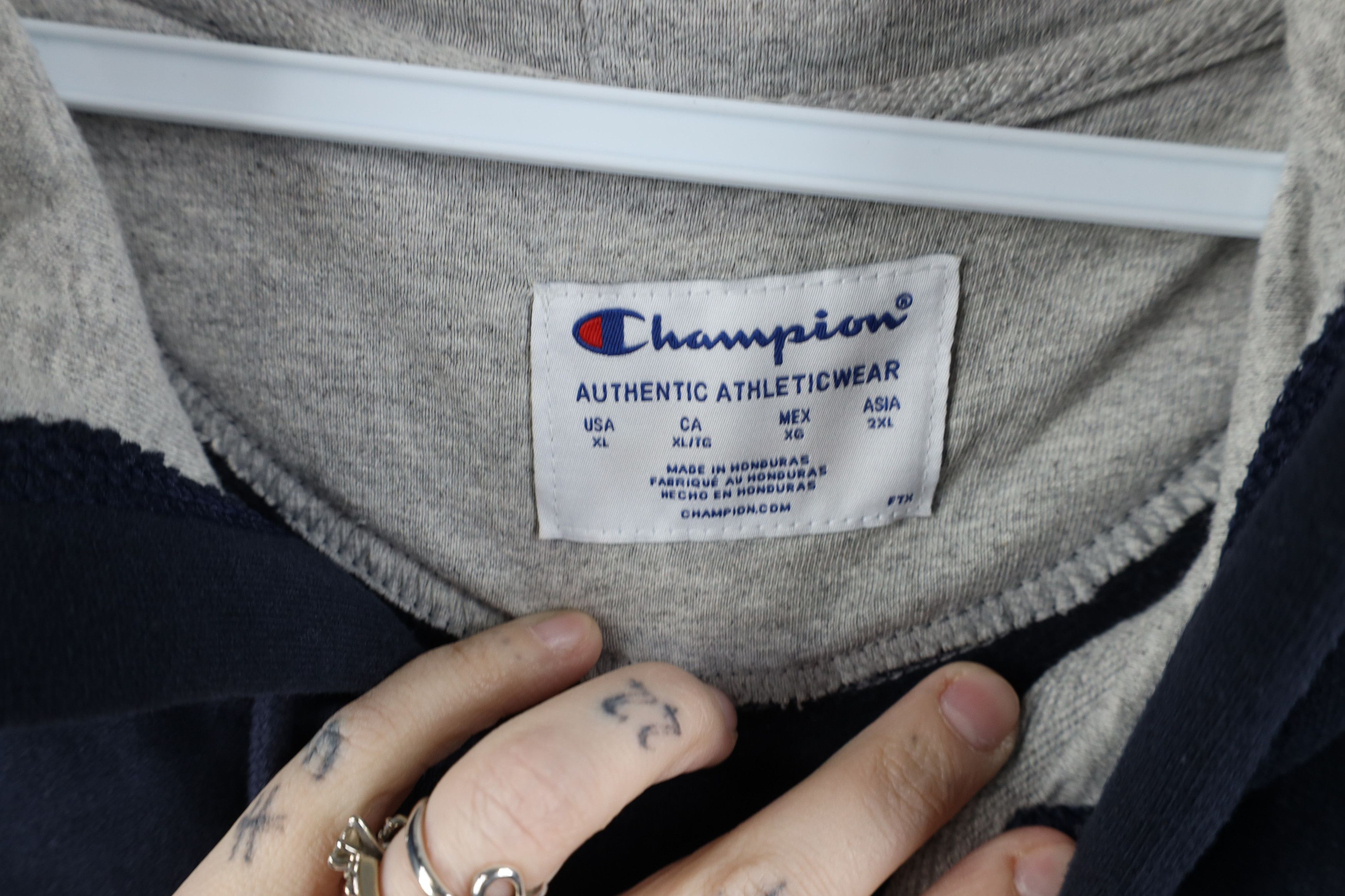 Champion × Vintage Vintage Champion Monochrome Full Zip Hoodie Sweatshirt Blue Size US XL / EU 56 / 4 - 9 Thumbnail