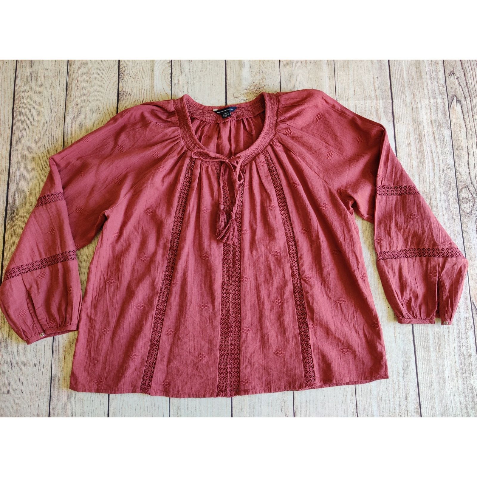 American Eagle Outfitters Lace inset boho top sz M Size M / US 6-8 / IT 42-44 - 5 Thumbnail