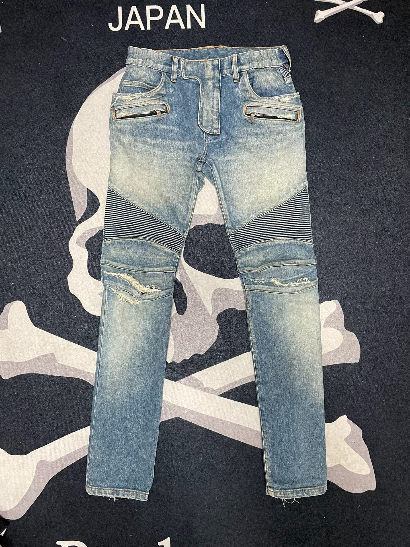 Balmain Balmain Distressed Motorcycle Jeans Size US 31 - 1 Thumbnail