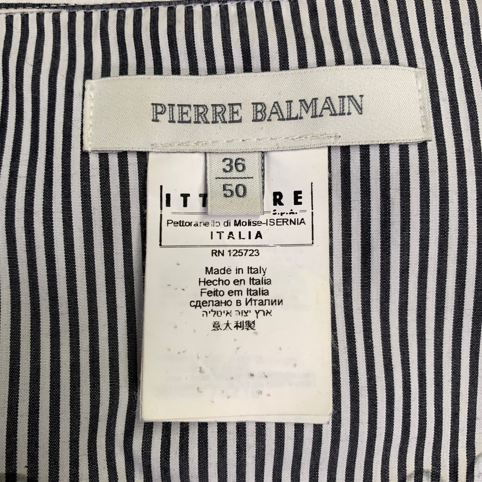 Pierre Balmain Silver Black White Stripe Studded Cotton Long Sleeve Shirt Size US M / EU 48-50 / 2 - 6 Thumbnail