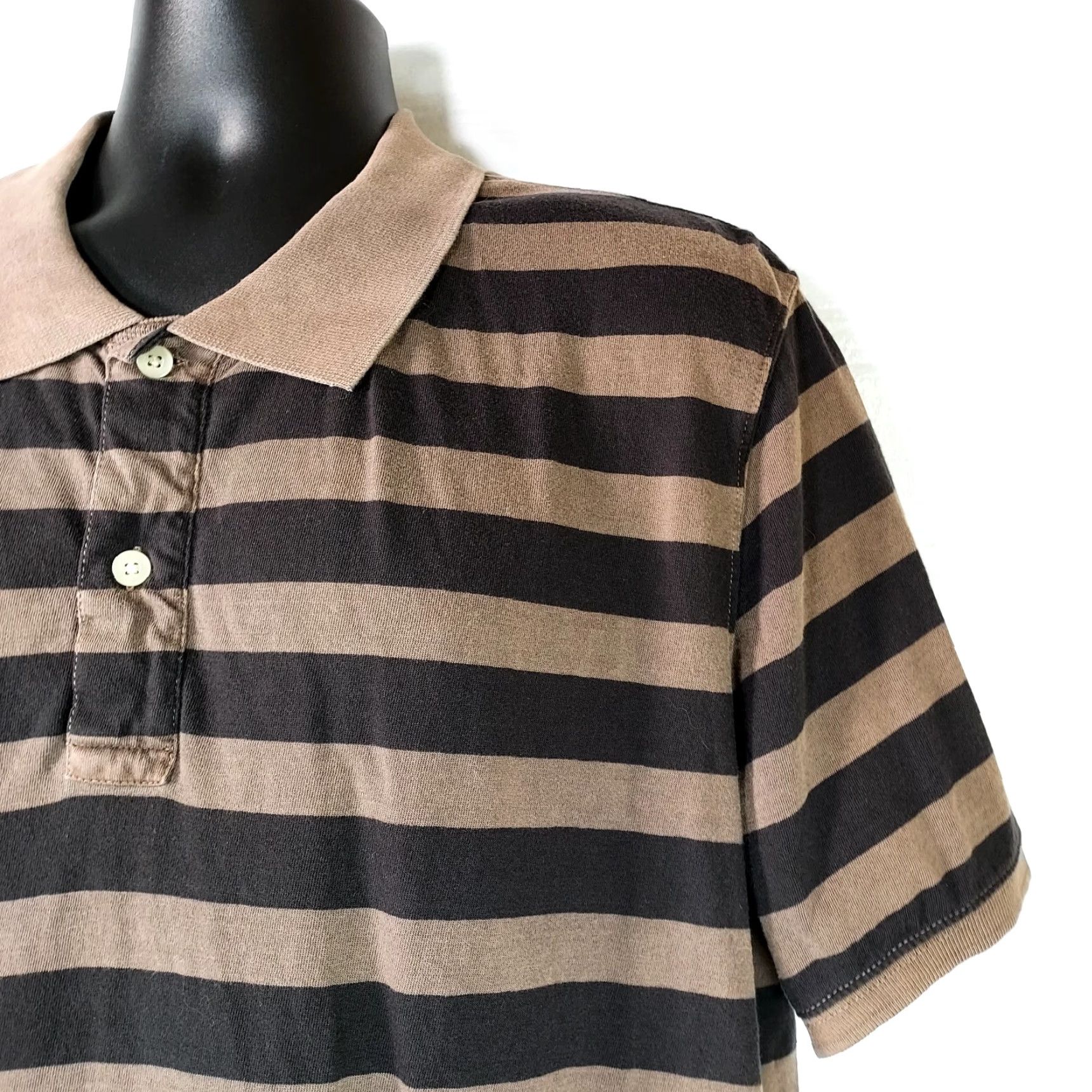 Levi's Levi's Polo Shirt Mens XL Brown Striped Short Sleeve Logo Collared Golf Shirt Size US XL / EU 56 / 4 - 5 Thumbnail