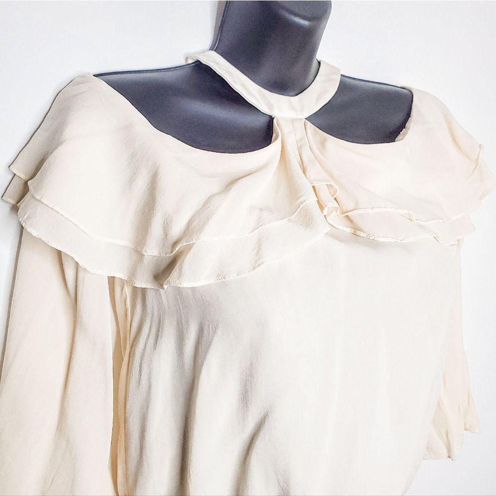 Alice + Olivia Alice + Olivia White Silk Layla Blouson Off Shoulder Top XS Size XS / US 0-2 / IT 36-38 - 3 Thumbnail