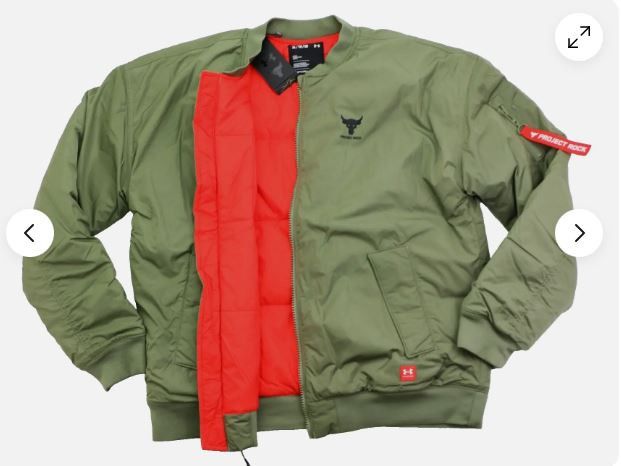 image of Under Armour Project Rock Insulated Bomber Jacket New in Thyme Green, Men's (Size XL)