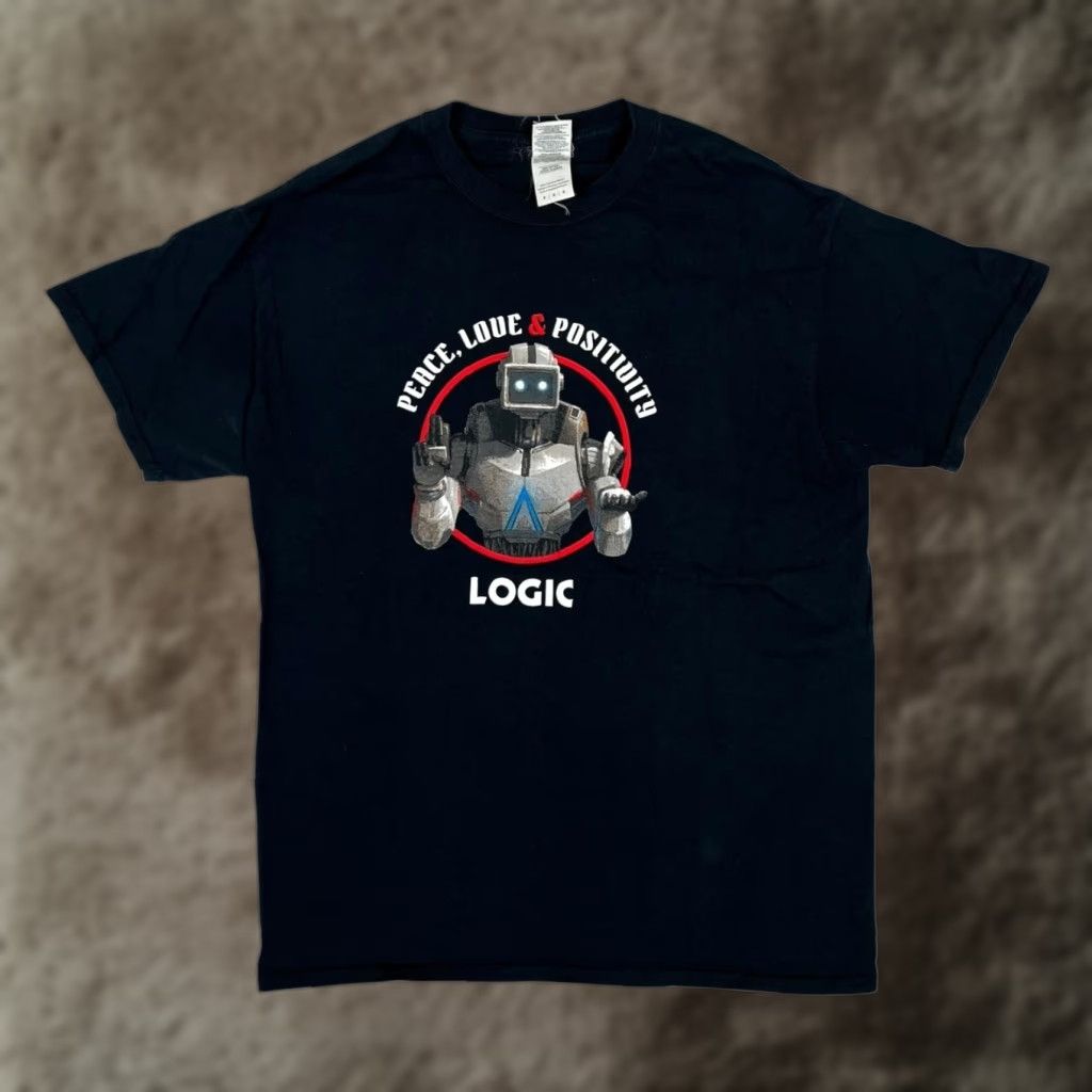 Gildan Logic Peace Love & Positivity T-Shirt Mens M Black Gildan Robot Hip Hop Music Size US M / EU 48-50 / 2 - 1 Thumbnail