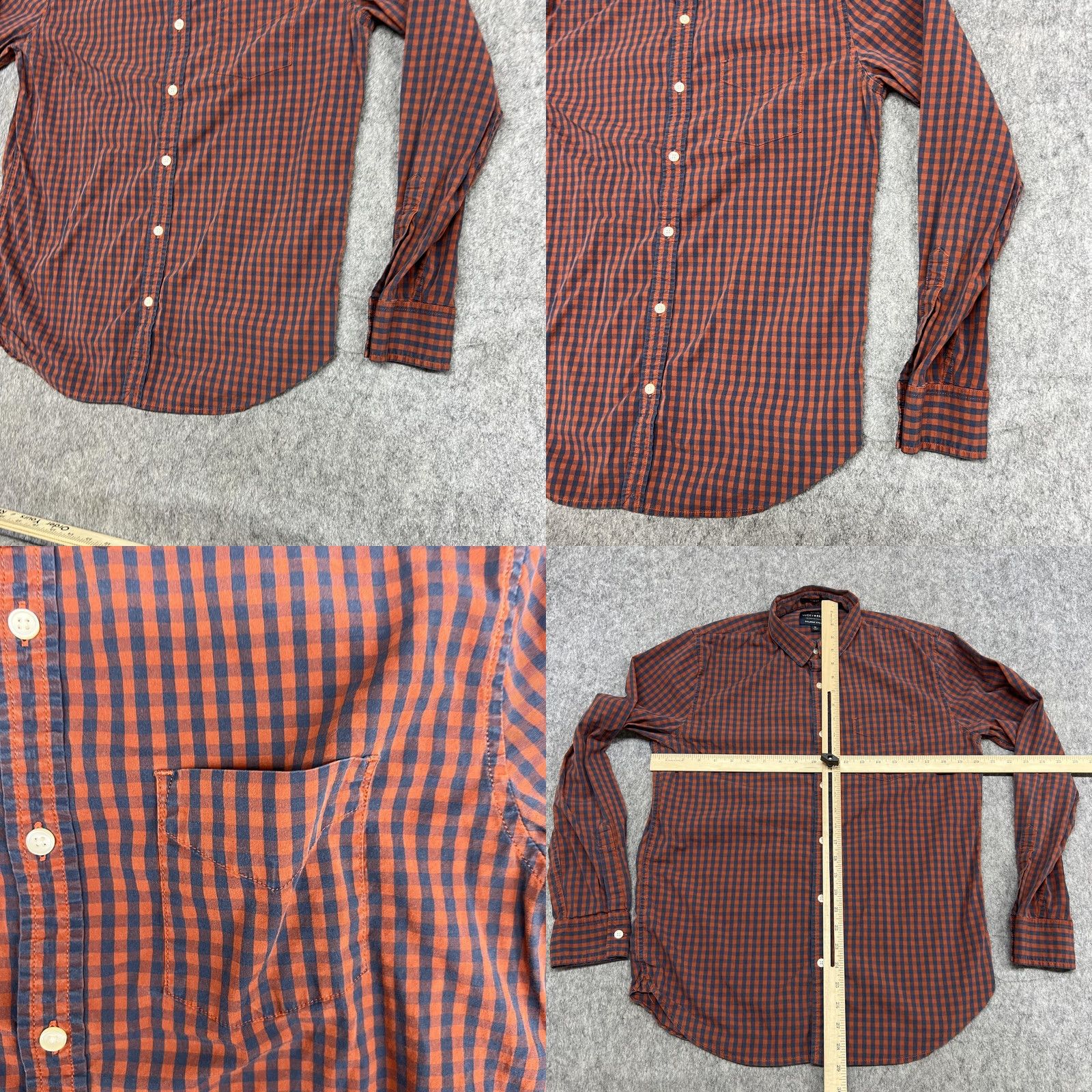 Lucky Brand Lucky Brand Shirt Mens M Blue Orange Check Slim Fit Saturday Stretch Long Sleeve Size US M / EU 48-50 / 2 - 8 Thumbnail