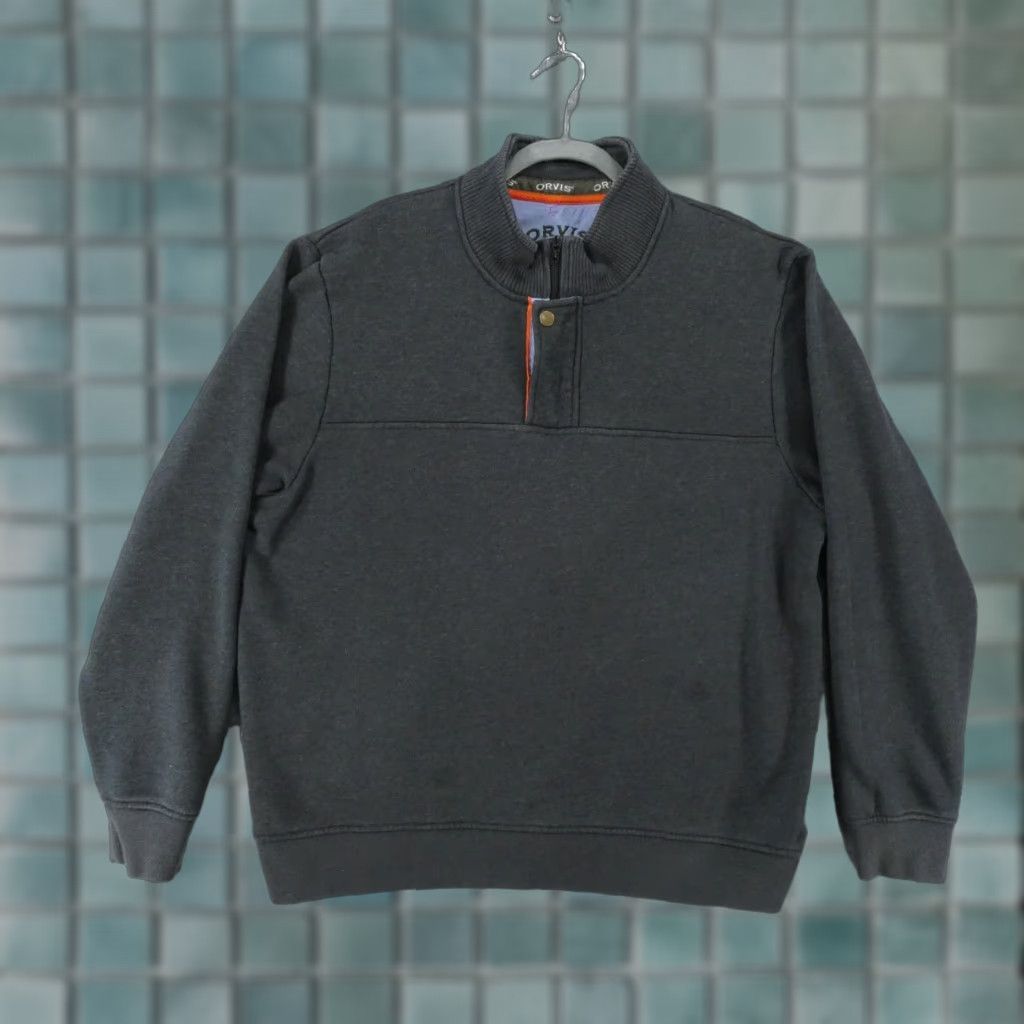 Orvis Orvis Sweater Mens XL Pullover Gray Fleece 1/4 Zip w Snap Over Size US XL / EU 56 / 4 - 1 Thumbnail