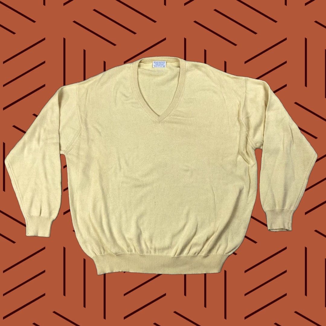 Brooks Brothers VINTAGE Brooks Brothers Sea Island Cotton Sweater Pullover 2XL Yellow 80s Mens Size US XXL / EU 58 / 5 - 1 Thumbnail