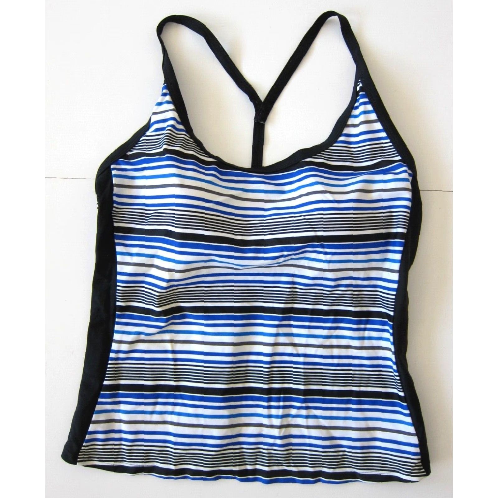 Vintage Athletech Tankini Swim Top Striped Racerback Built In Bra Blue White 18 Womens Size XXL / US 16-18 / IT 52-54 - 6 Thumbnail