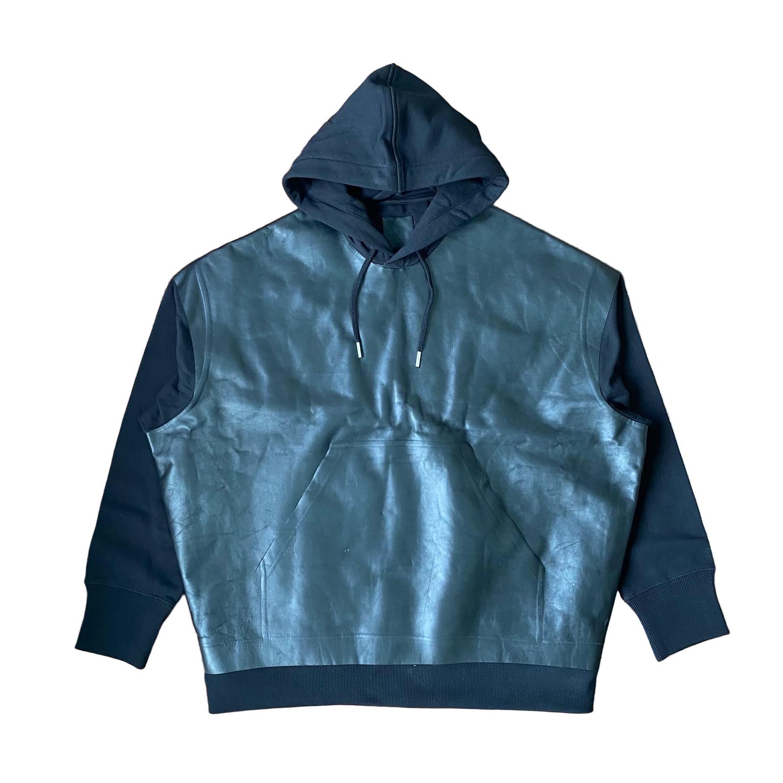 Givenchy 1 of 1 Black Leather Front Panel Oversized Hoodie Size US M / EU 48-50 / 2 - 1 Thumbnail