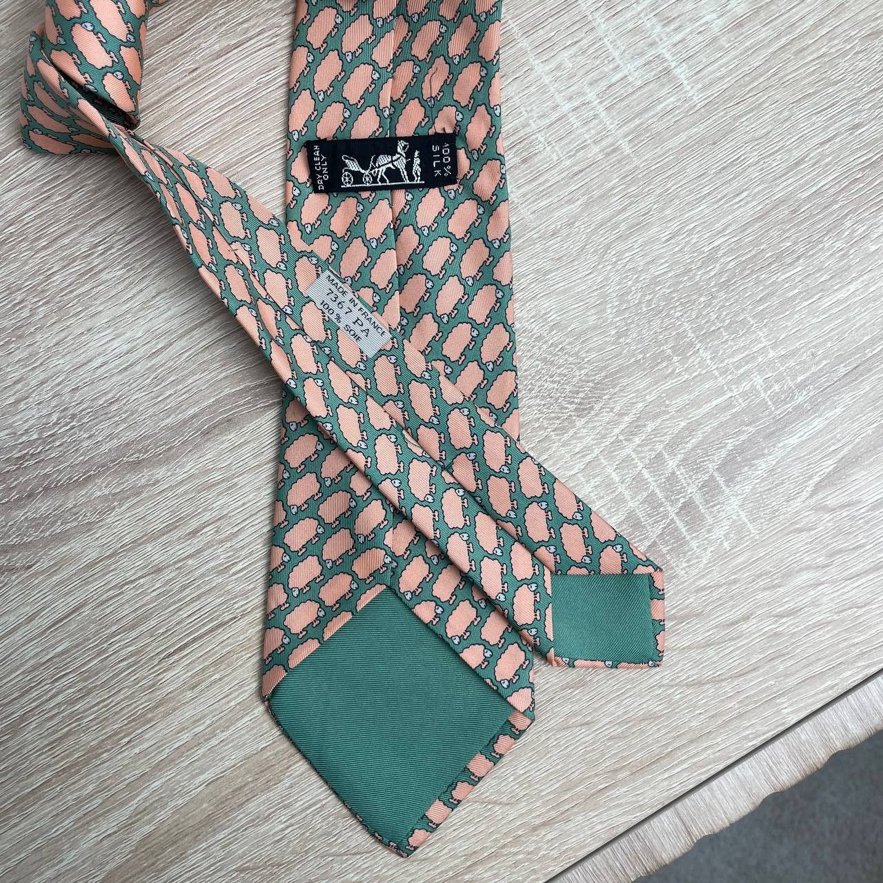 Hermes Hermes Paris Silk Tie 7367 PA Sheep Green Size ONE SIZE - 4 Thumbnail