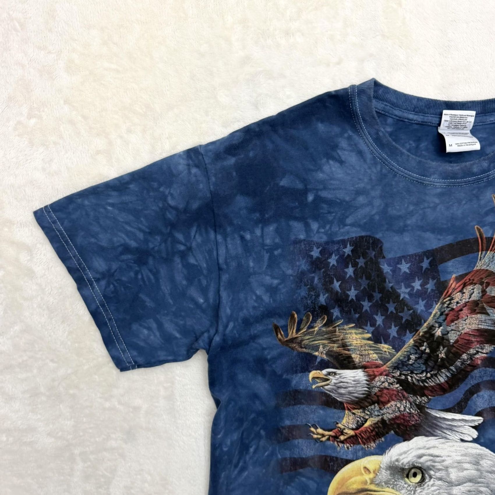 Gildan Gildan Mountain Shirt Mens Medium Blue Eagle American Flag Tie Dye Patriotic USA Crew Neck Short Sleeve Graphic Print Size US M / EU 48-50 / 2 - 6 Thumbnail