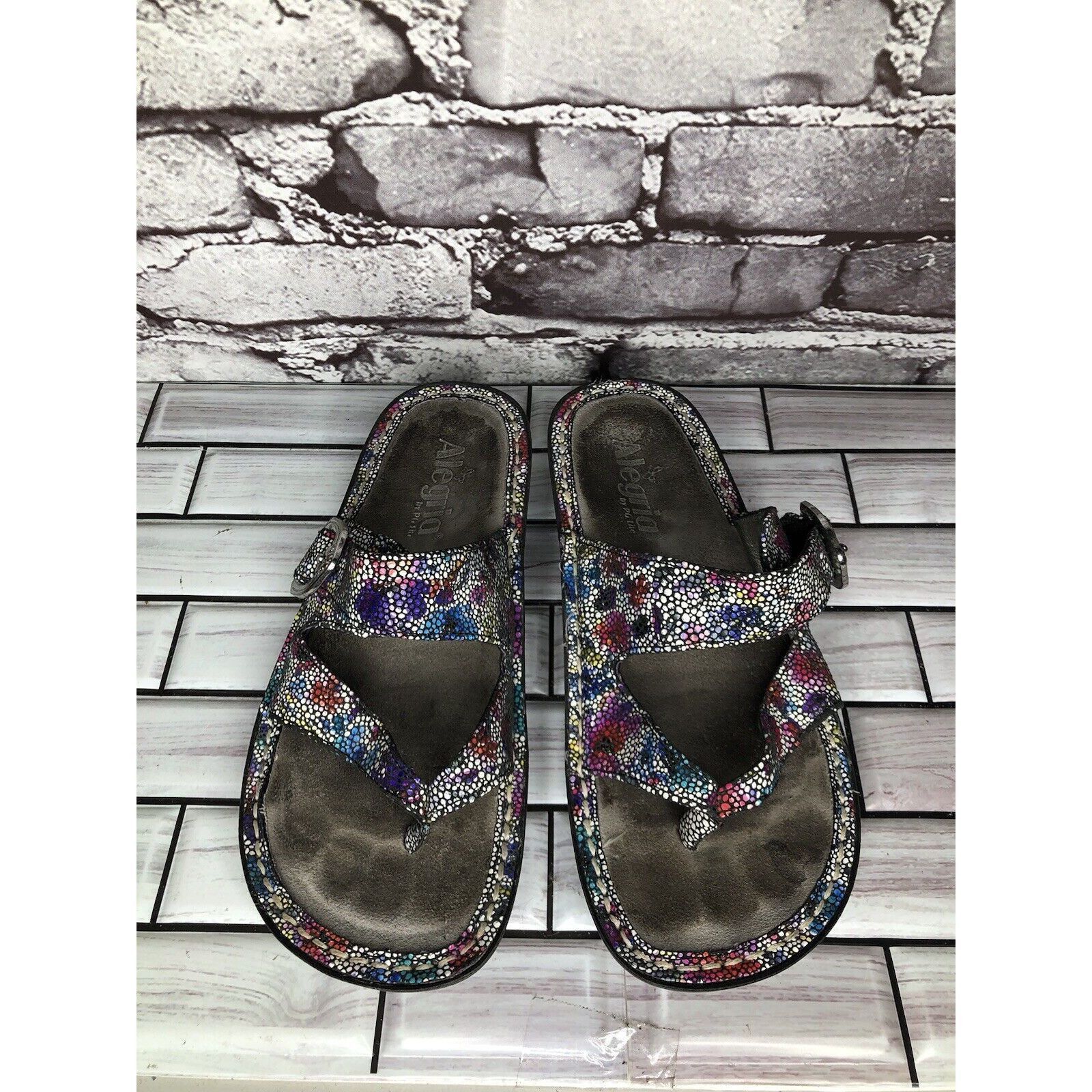 Allegri Alegria Floral Print Thong Strap Casual Wedge Sandals Women Size US 6 / IT 36 - 13 Thumbnail